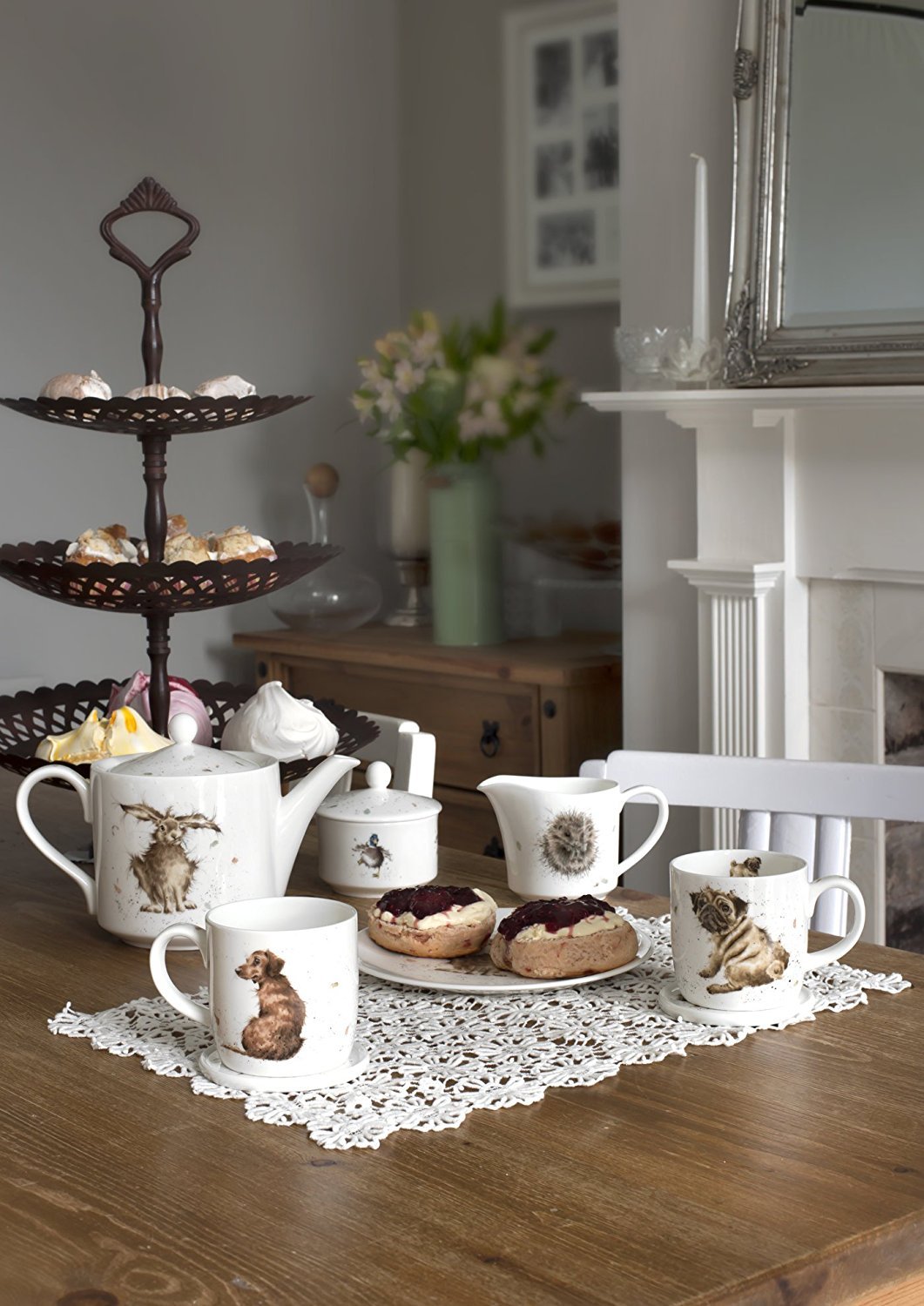 Royal Worcester Wrendale Designs Pug Love Mug & Coaster Set | 11 Ounce Coffee Mug With Coaster | Made From Fine Bone China | Mic