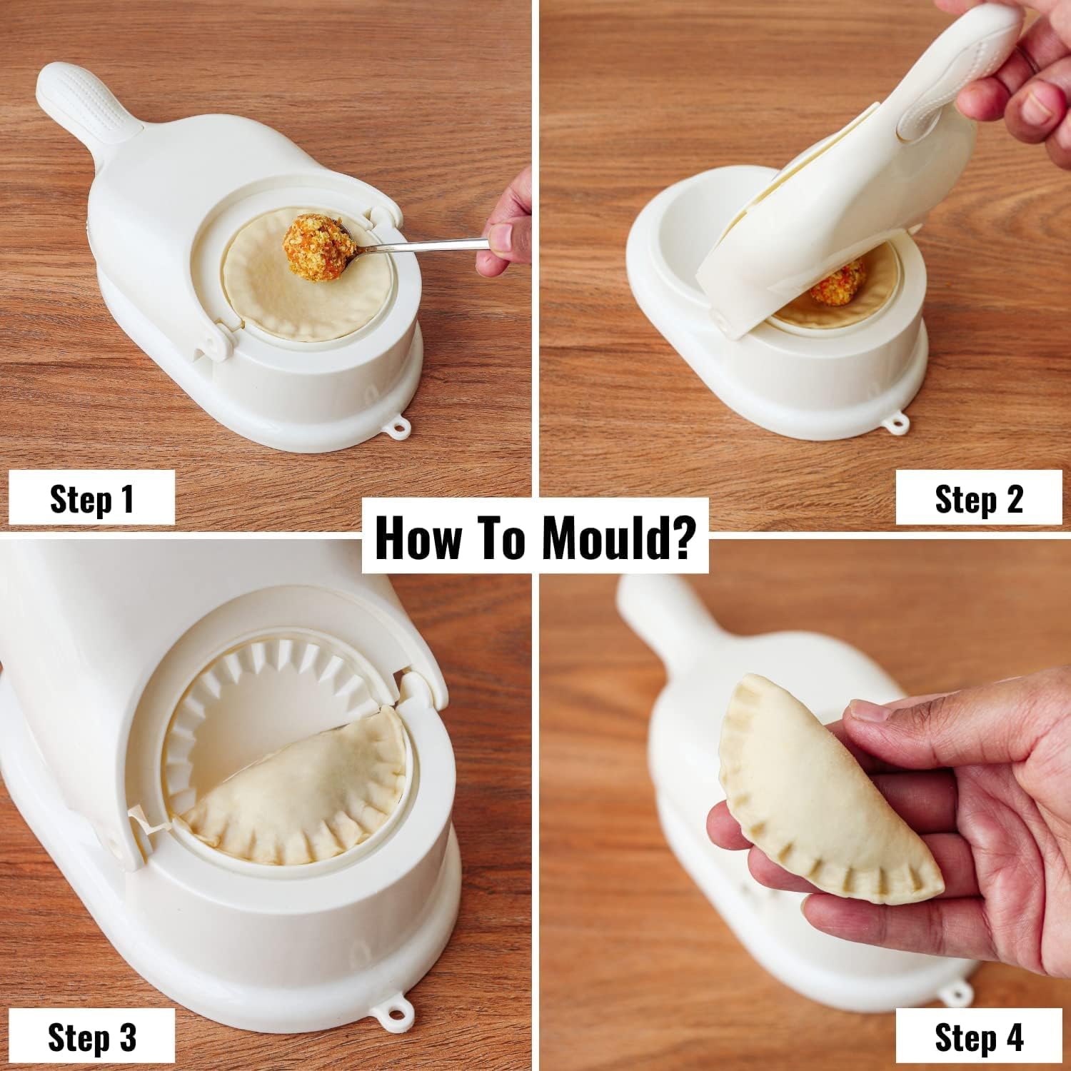 Romino 2In1 Momos Maker Machine, Skin Press Gujiya Mould Dumpling Maker, Momo Maker Mould Kitchen Dumpling Tool For Ghughra Kajj