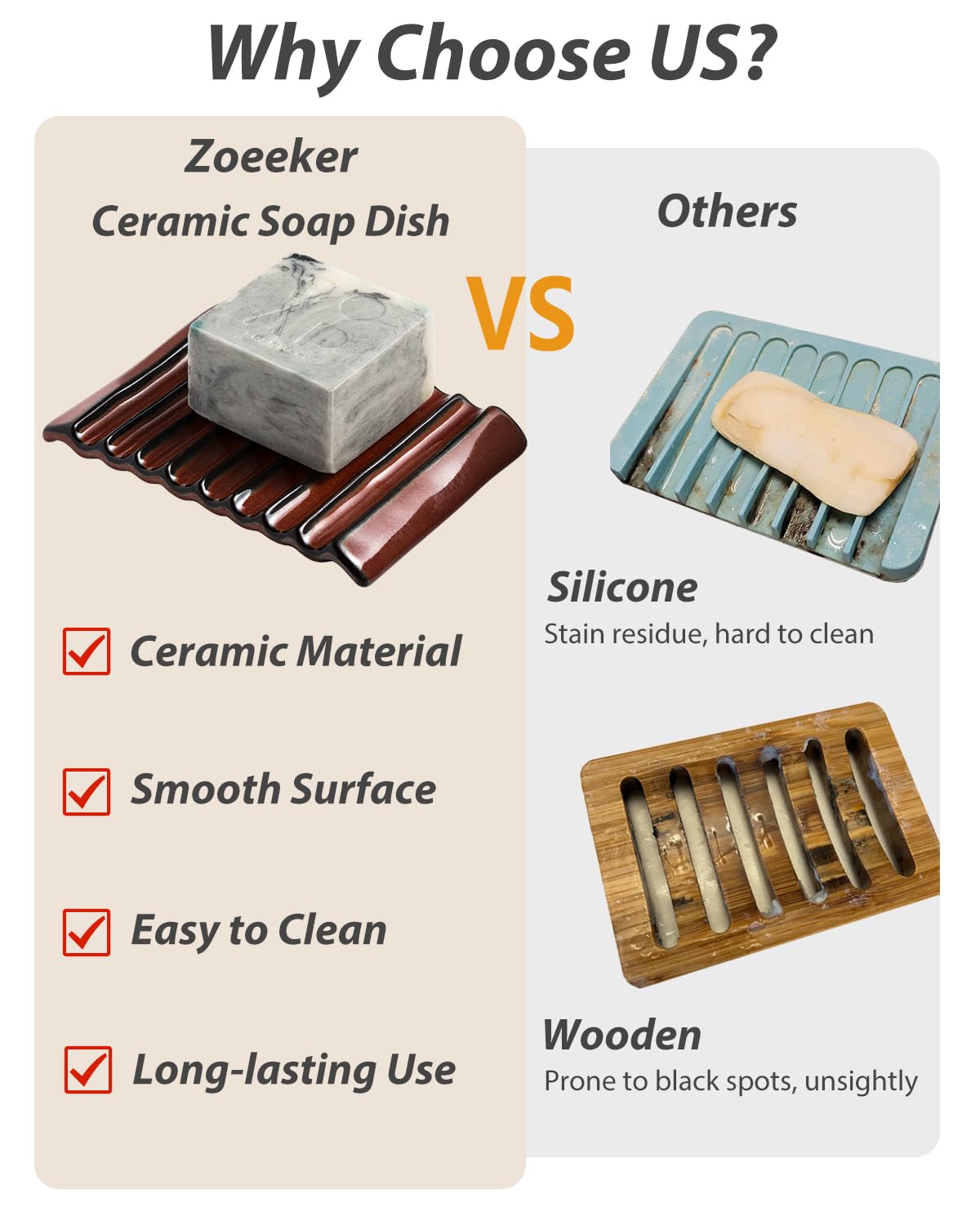 Bar Soap Holder, Ceramic Soap Dish Japanese Soap Tray For Countertop & Saver For Shower, Lift Soap Keep Dry,With Self Drain, Red