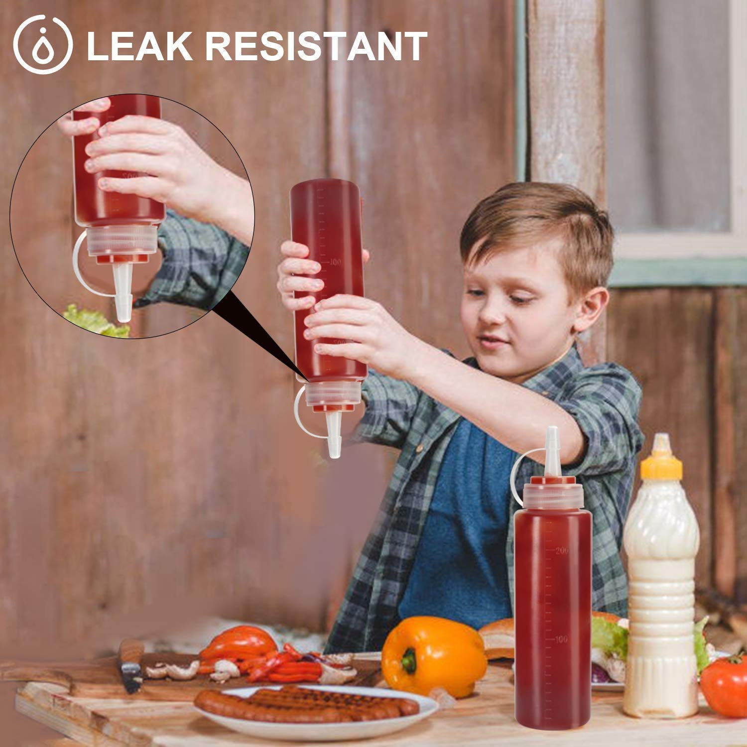 Zollyss Plastic Squeeze Bottle Ketchup Mustard Honey Oil Sauce Dispenser Bottle, White, 650Ml (3 Pcs)