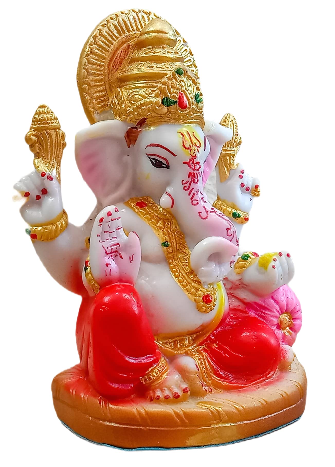 Atut Ganesh Murt,Idol, Statue In Sitting Position,In Multicolur, Medium Size, Made Up Of Rubber And Pvc, Unbreakable- 17 Cm