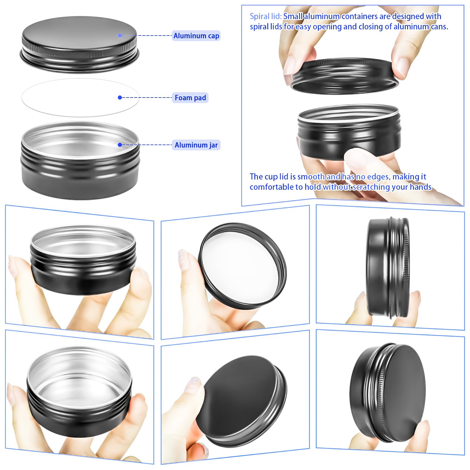 Motbach 16 Pack 2Oz Tin Jars, 60Ml Metal Tin Cans, 2Ounce Aluminum Tin Can Jar Containers With Screw Lid For Lotion Bars, Toilet