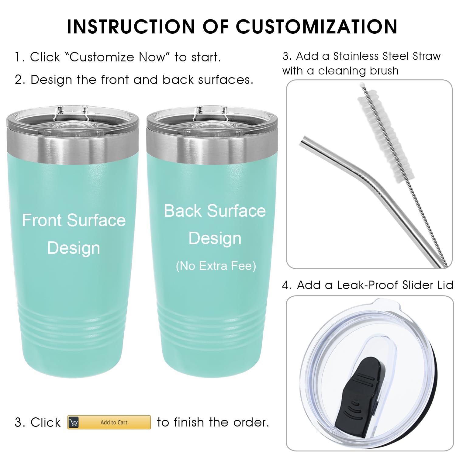 Iproductsus Personalized Tumbler For Women, 20Oz Custom Insulated Stainless Steel Cup Engraved Your Name And Designs, Travel Cof