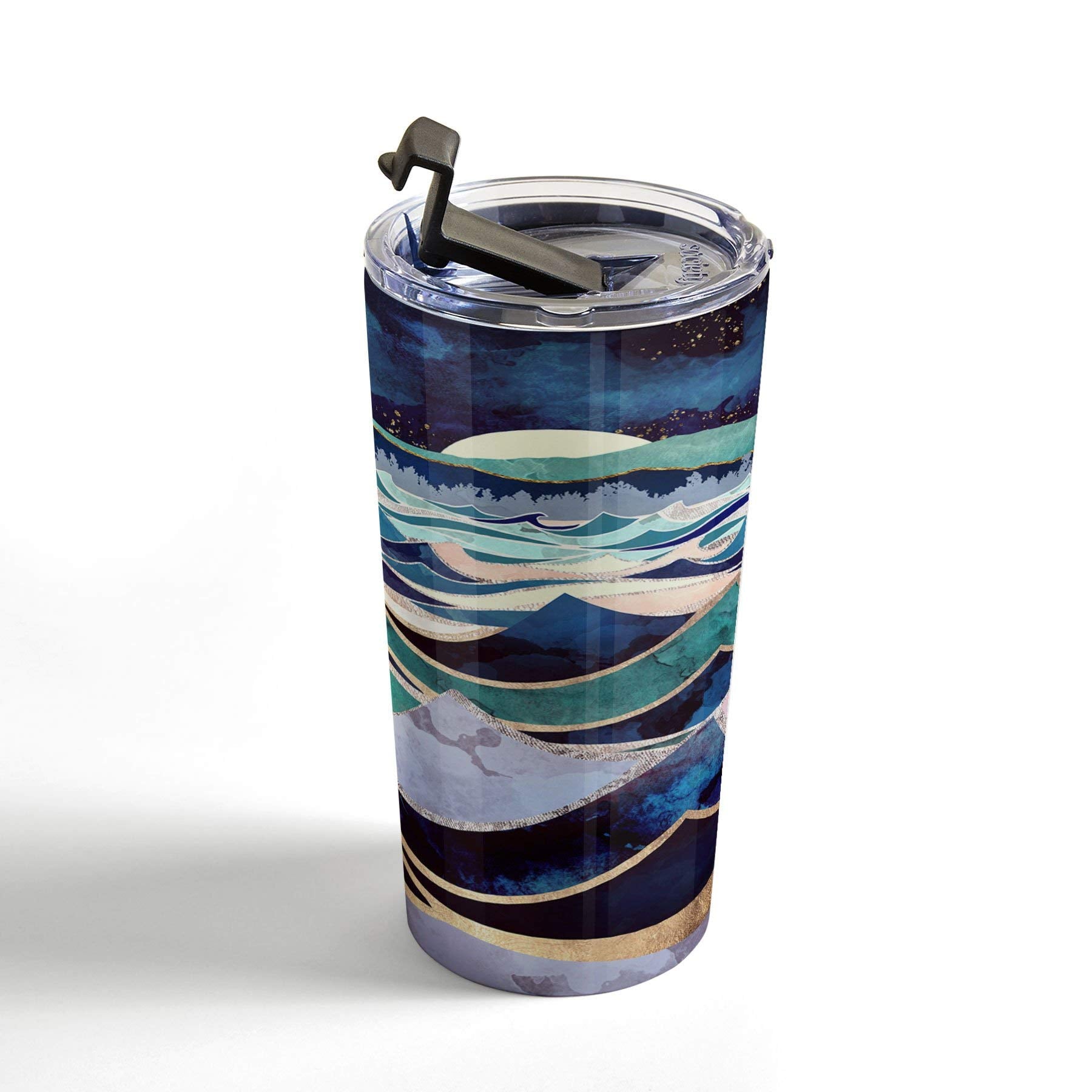 Society6 Spacefrogdesigns Moonlit Ocean Travel Mug, 20Oz, Moonlit Ocean