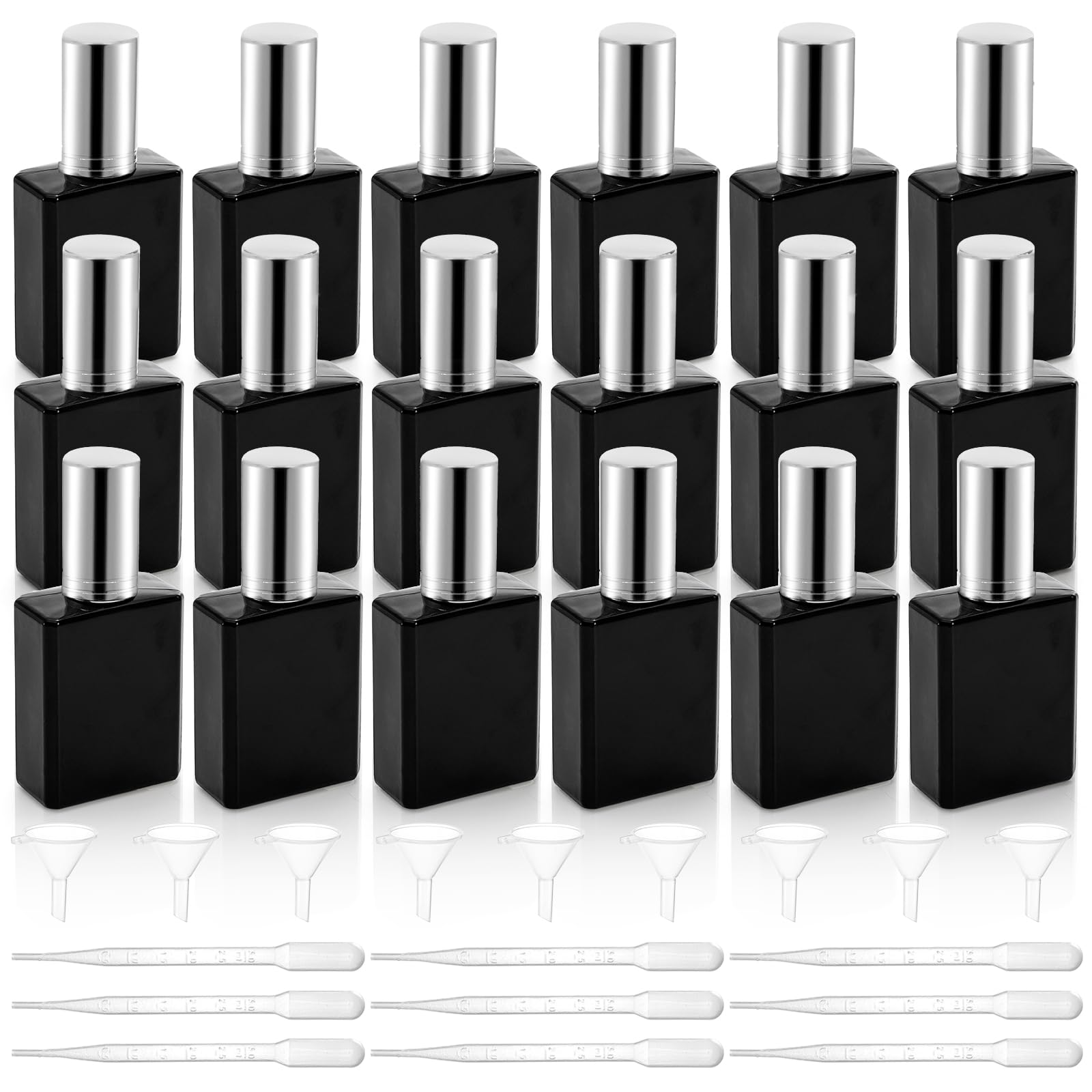 Foraineam 18 Pack 15Ml Black Glass Fine Mist Atomizer Spray Bottles, Refillable Mini Glass Perfume Bottle Fragrance Bottles, Emp