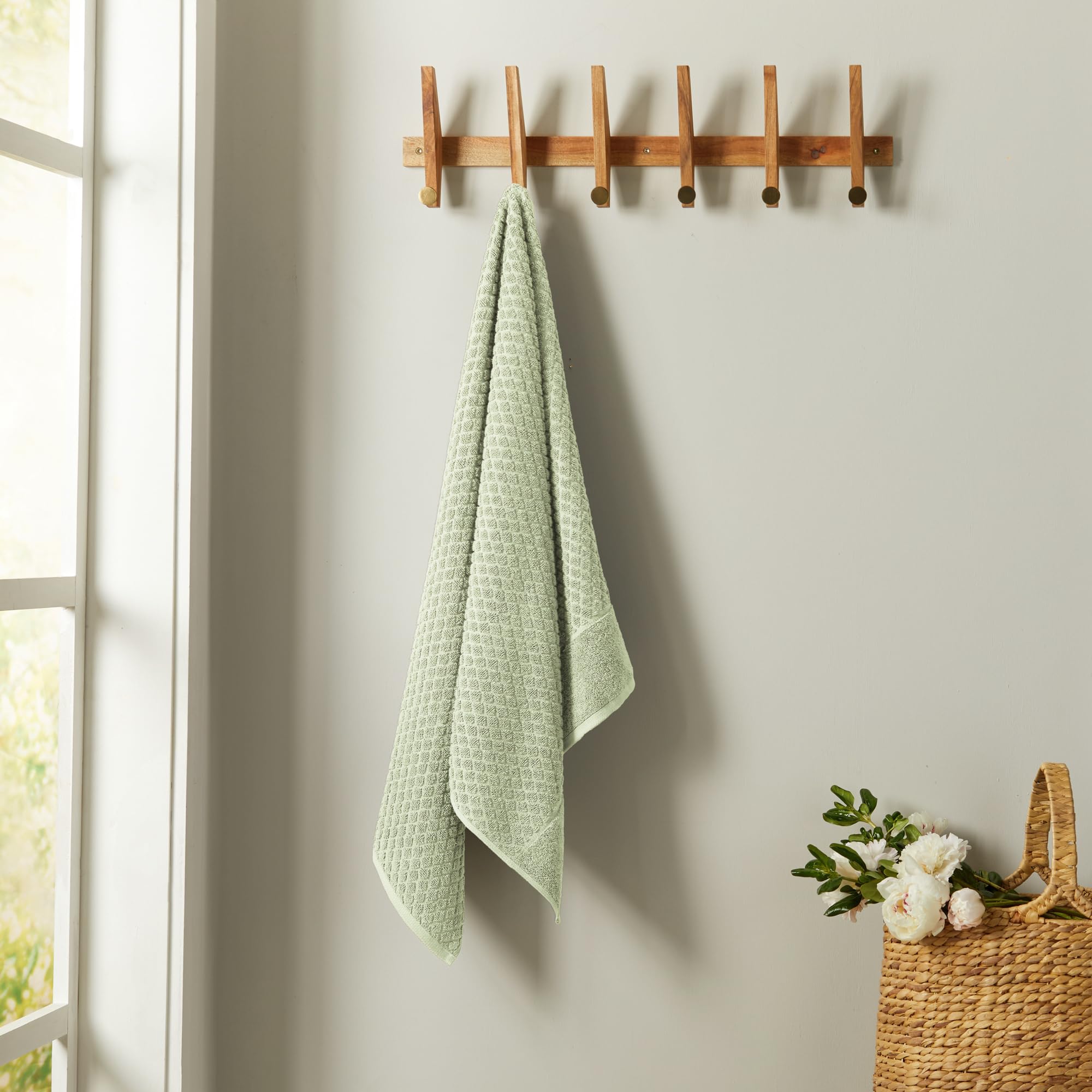 Great Bay Home 100% Cotton Green Hand Towels | 6 Soft Bathroom Hand Towels | Highly Absorbent  Quick Dry Bath Towels | Grayson Collection (Set of 6  Diamond Pale Green)