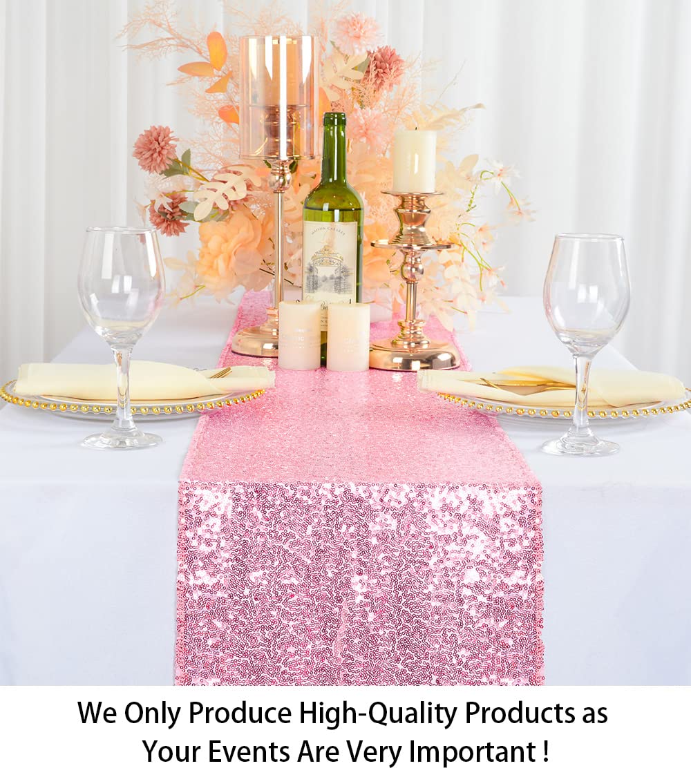 Shinybeauty 12'' X 108'' Sequined Table Runner - Fushia Pink
