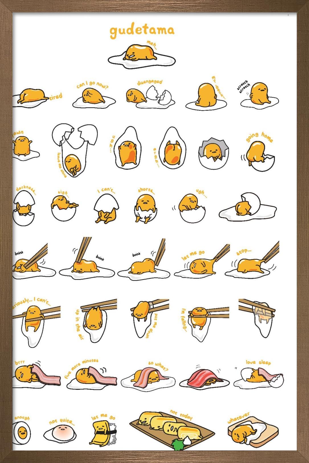 Trends International Gudetama - Grid Wall Poster, 14.725'' X 22.375'', Bronze Framed Version