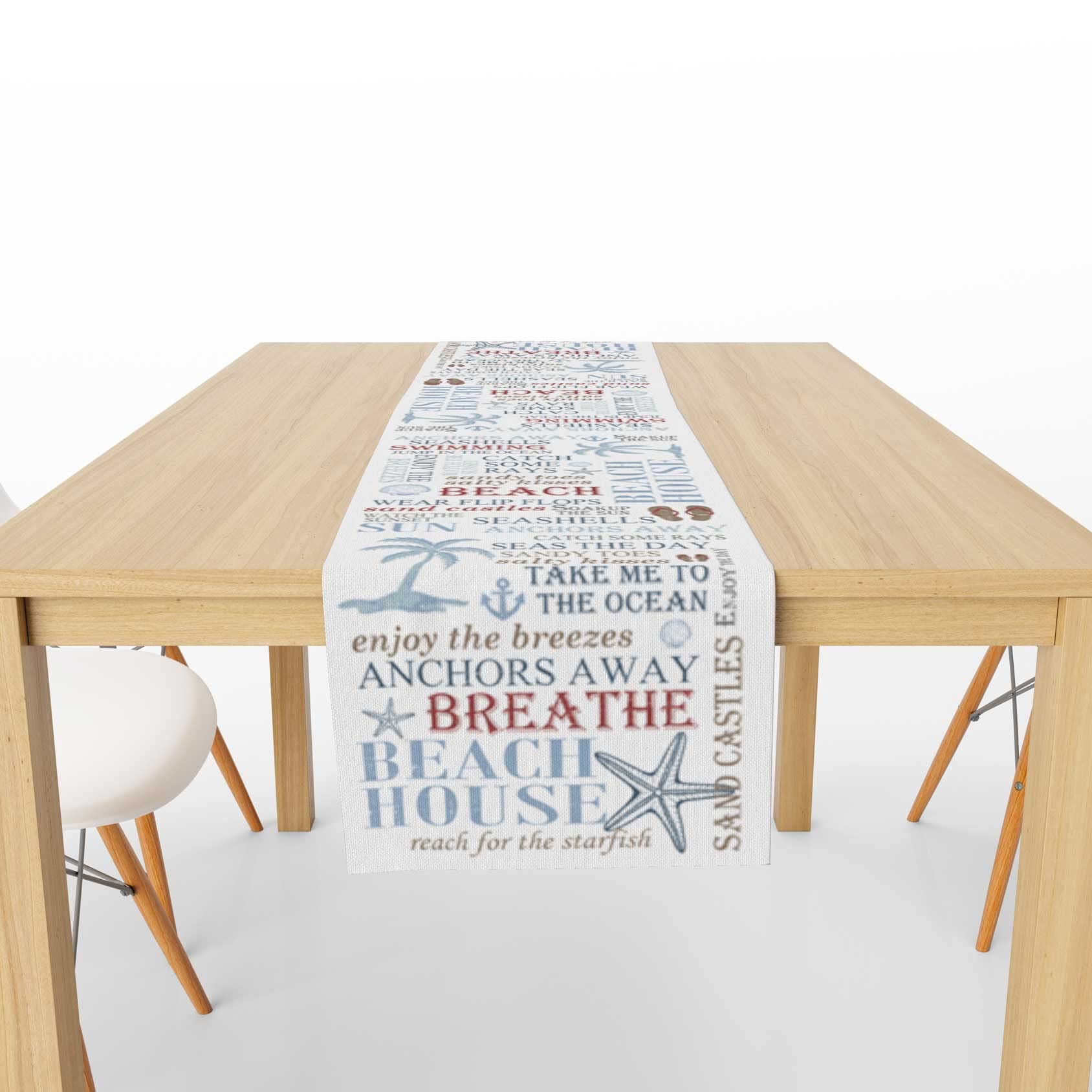 Decopow Nautical Beach Style Table Runner,14 Inches X 70 Inches