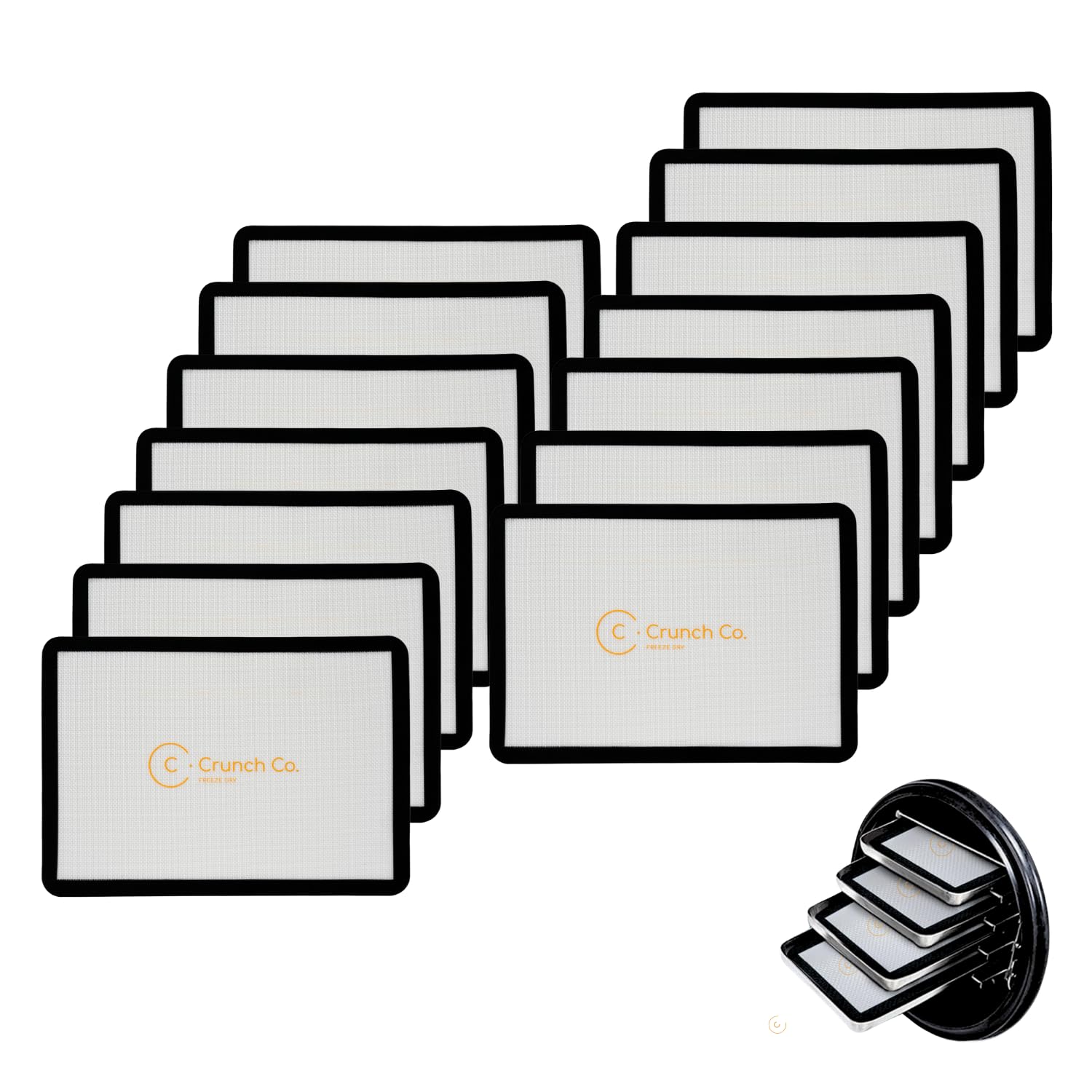Crunch Co. Silicone Mats For Harvest Right Freeze Dryer (Xl - Extra Large) 14 Pack (Half Tray Size)