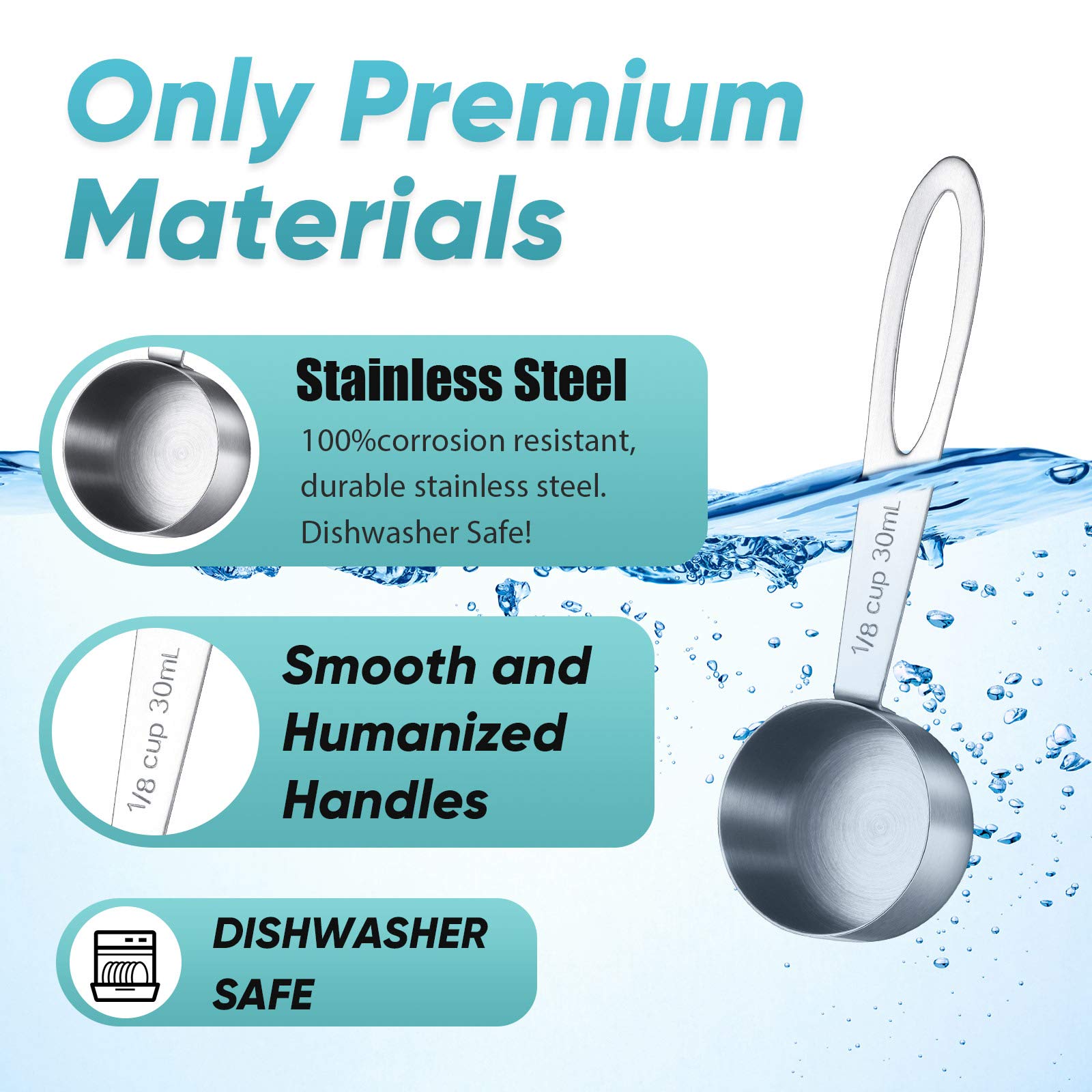 4 Pieces Coffee Scoop Tablespoon Stainless Steel Coffee Measuring Scoops, Including 2 Pieces Short Handled And 2 Pieces Long Han