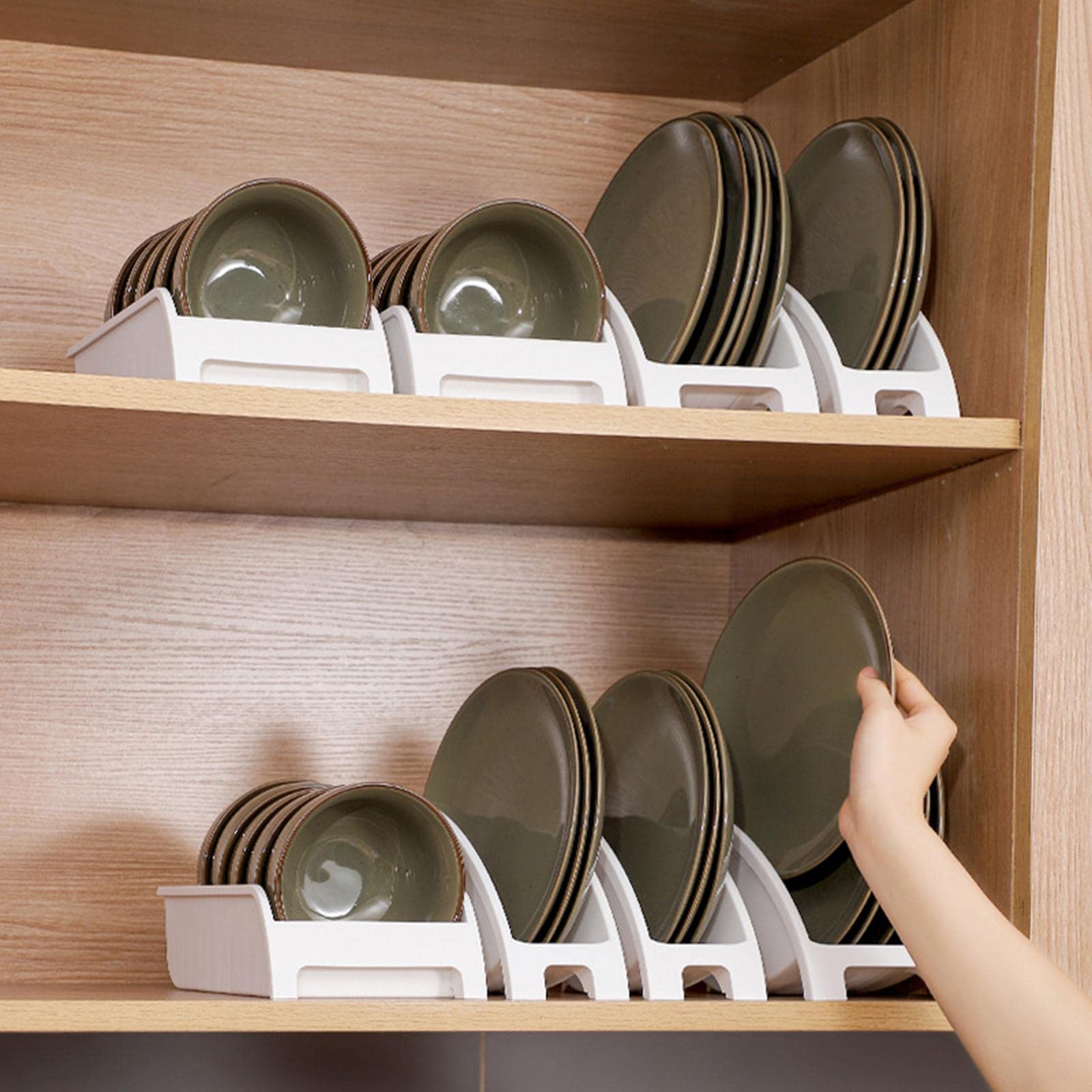 Calandis Plate Rack Cradle Storage Dinner Plate Holder For Cupboard Home Drawers Style B