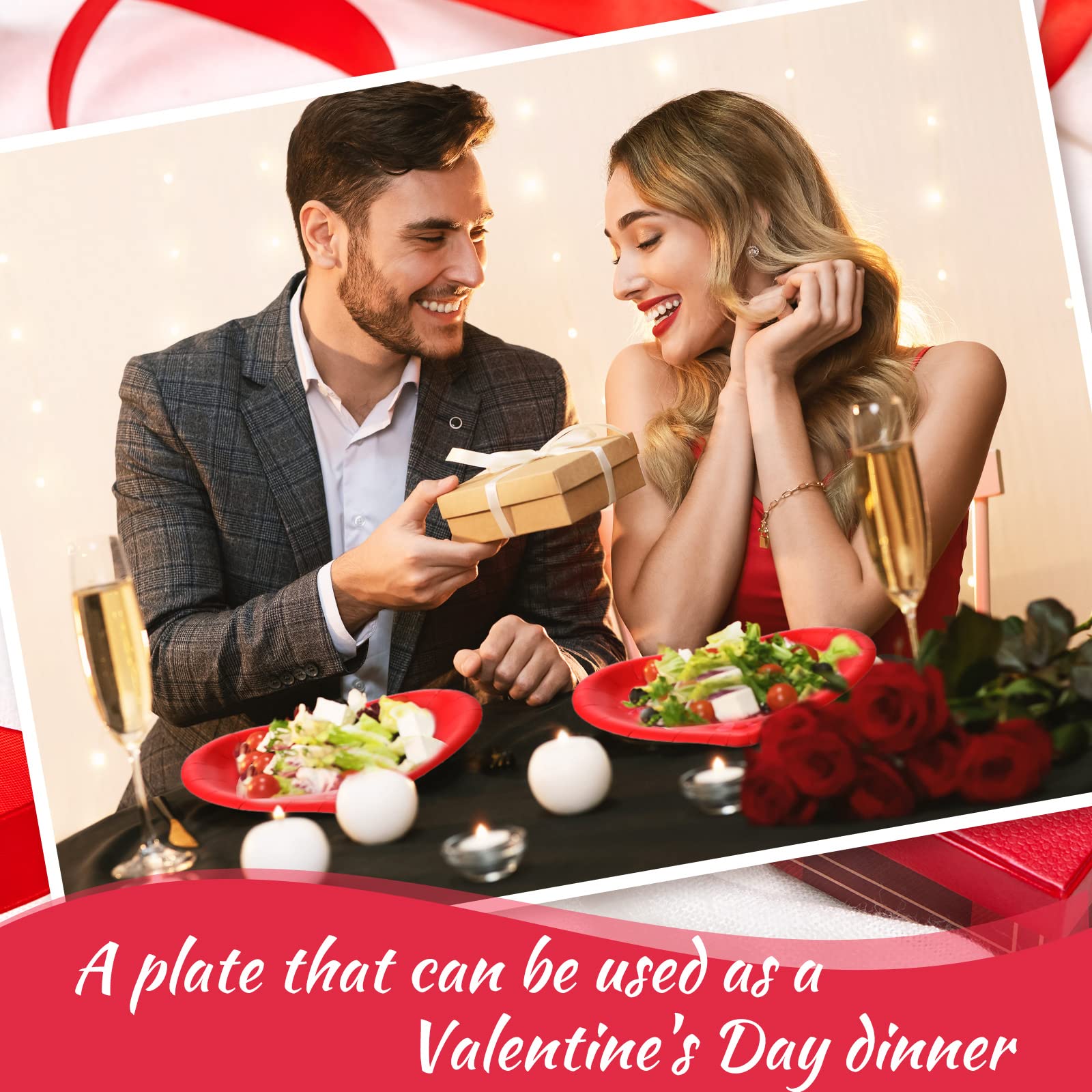 Remerry 100 Pcs Valentine'S Day Paper Plates Red Heart Shape Party Plates Valentine'S Day Party Supplies Disposable Heart Paper