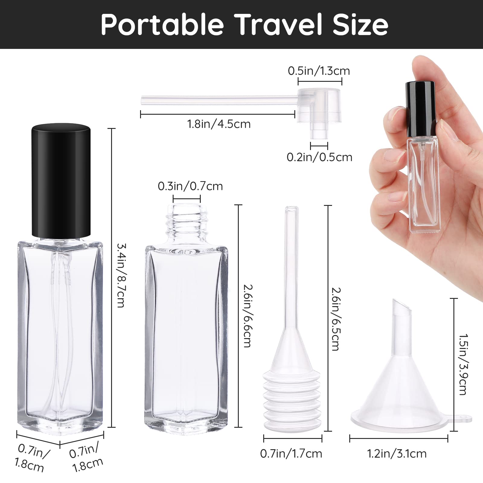Segbeauty Mini Perfume Spray Bottles, 5 Set Of 10Ml Clear Glass Travel Perfume Atomizer Refillable, Empty Tiny Sprayer Fragrance
