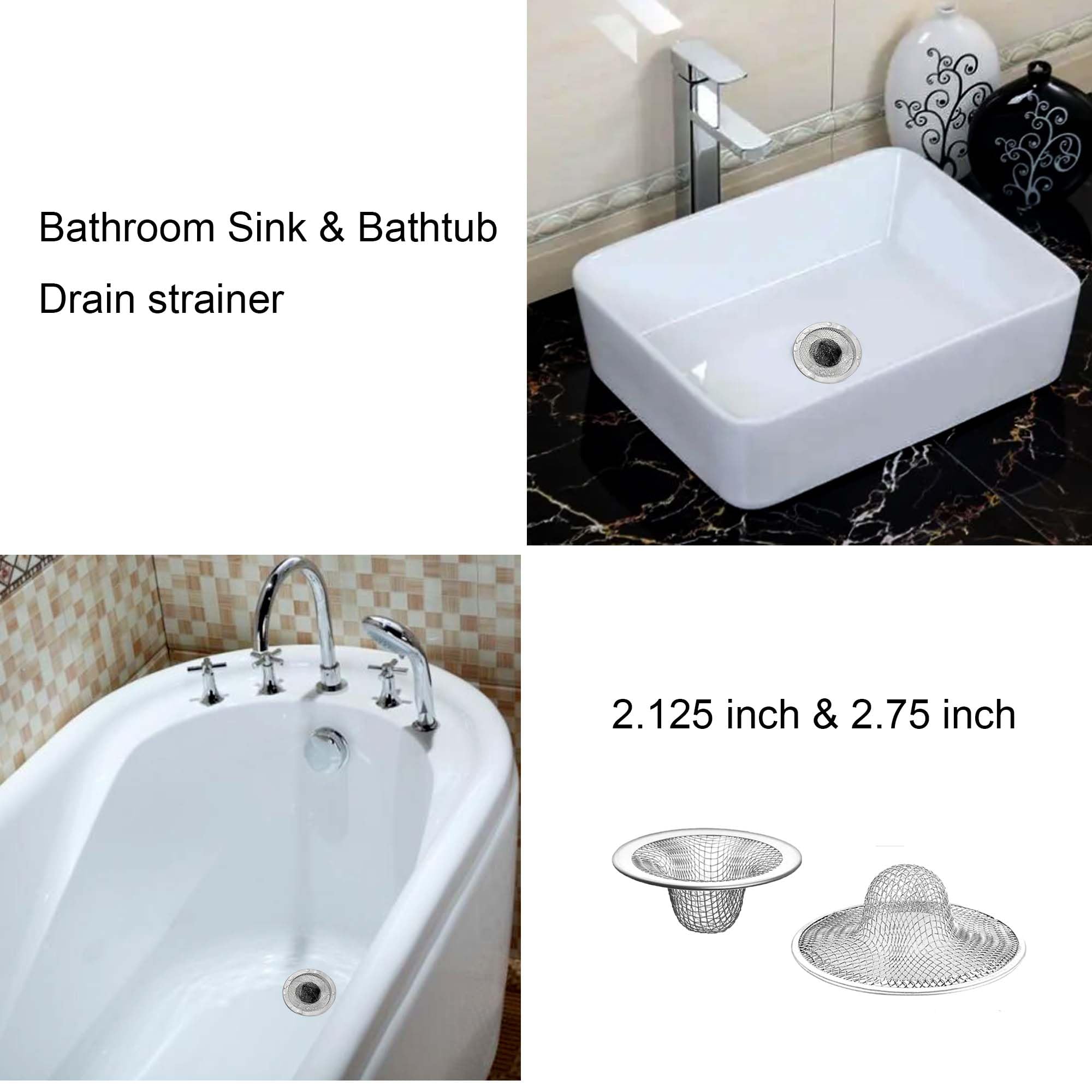 25Pcs Bathroom Mesh Sink Drain Strainer, 2.75'' & 2.125'' Stainless Steel Slop Basket Filter Trap, Mesh Tub Strainer Bathtub Dra
