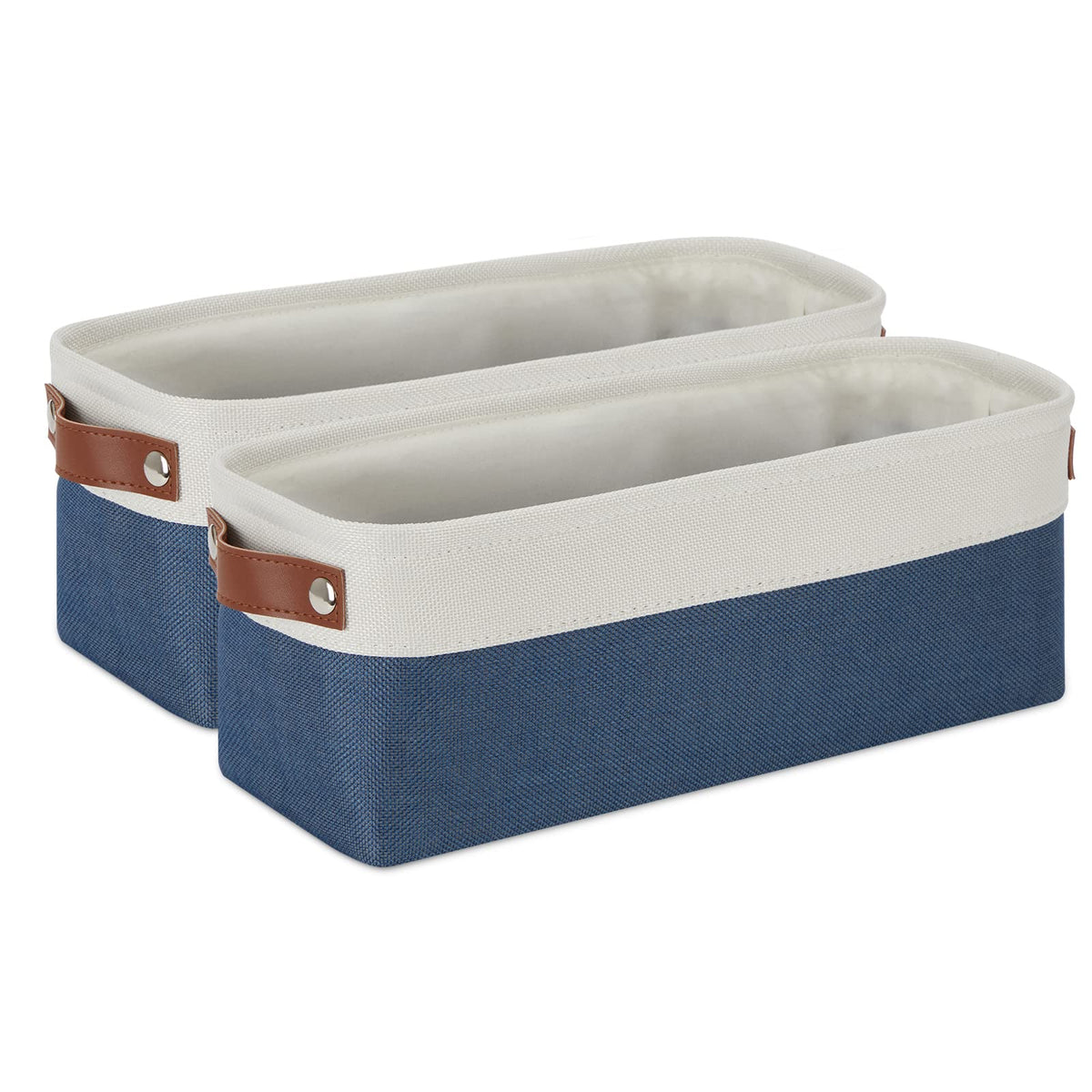 Dullemelo Toilet Paper Baskets For Storage 15''X6''X5.5'' Small Rectangular Baskets For Towels [2 Pack] Collapsible Fabric For O