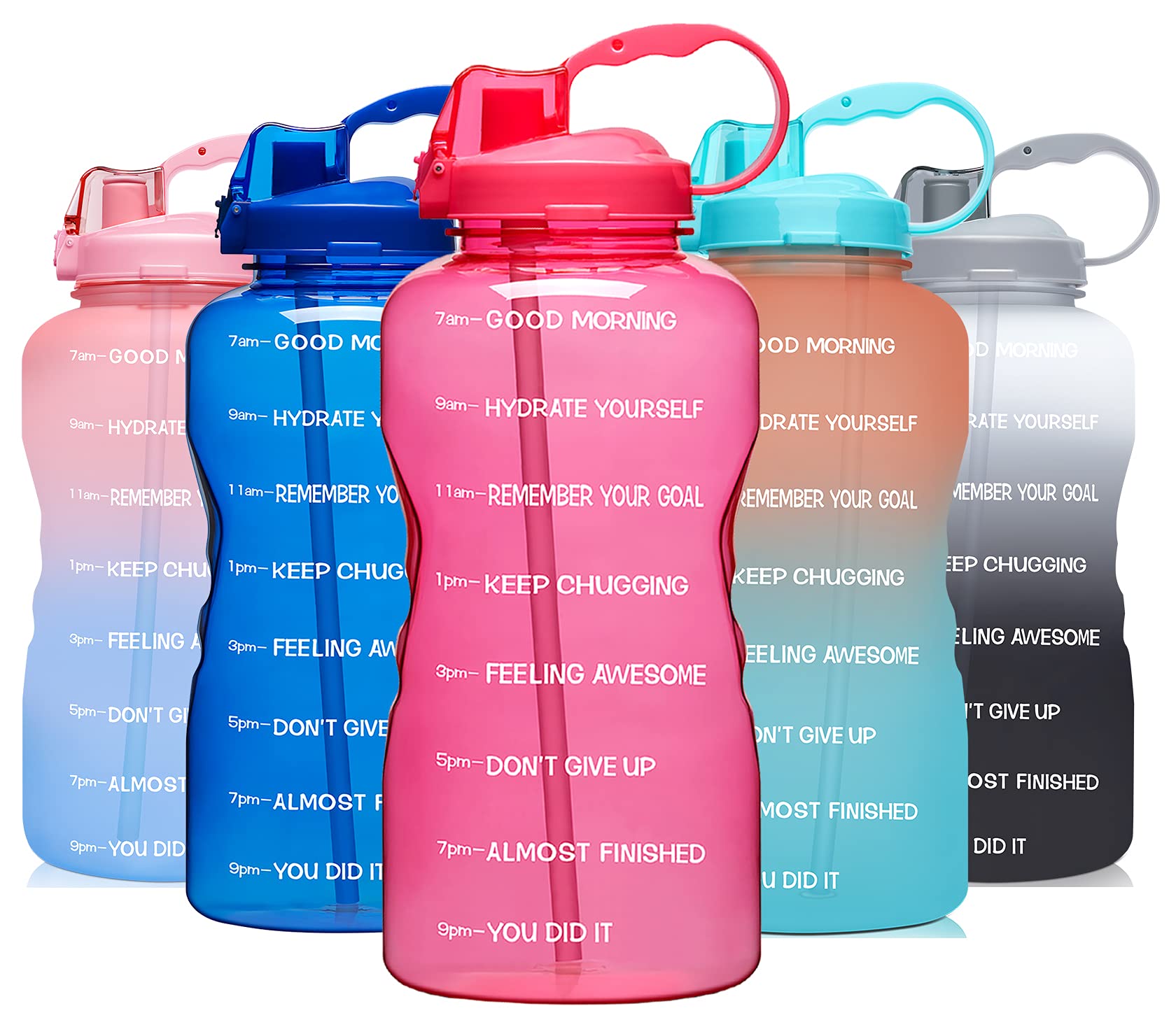 Venture Pal Large 1 Gallon/128 OZ (When Full) Motivational BPA Free Leakproof Water Bottle with Straw & Time Marker Perfect for 