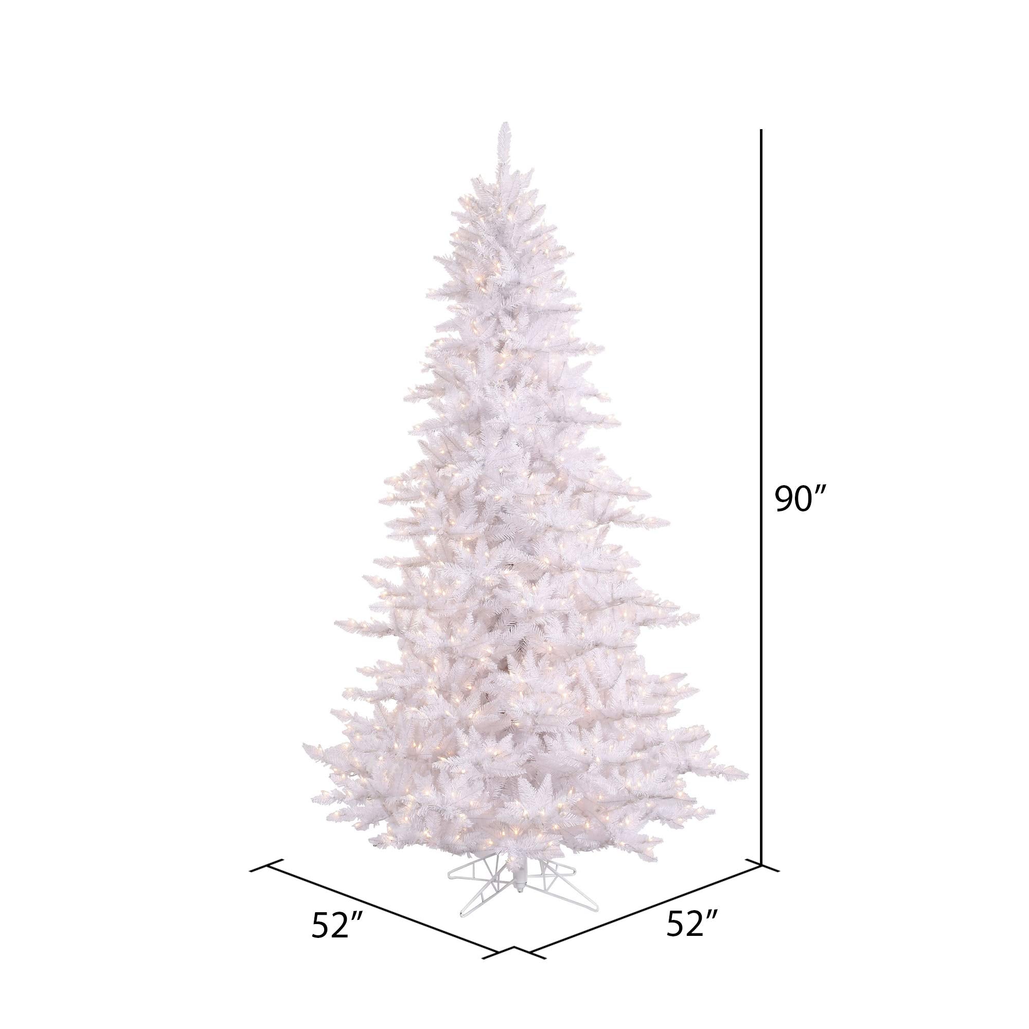 Vickerman 7.5' White Fir Artificial Christmas Tree, Warm White Dura-lit LED Lights, Seasonal Indoor Home Decor