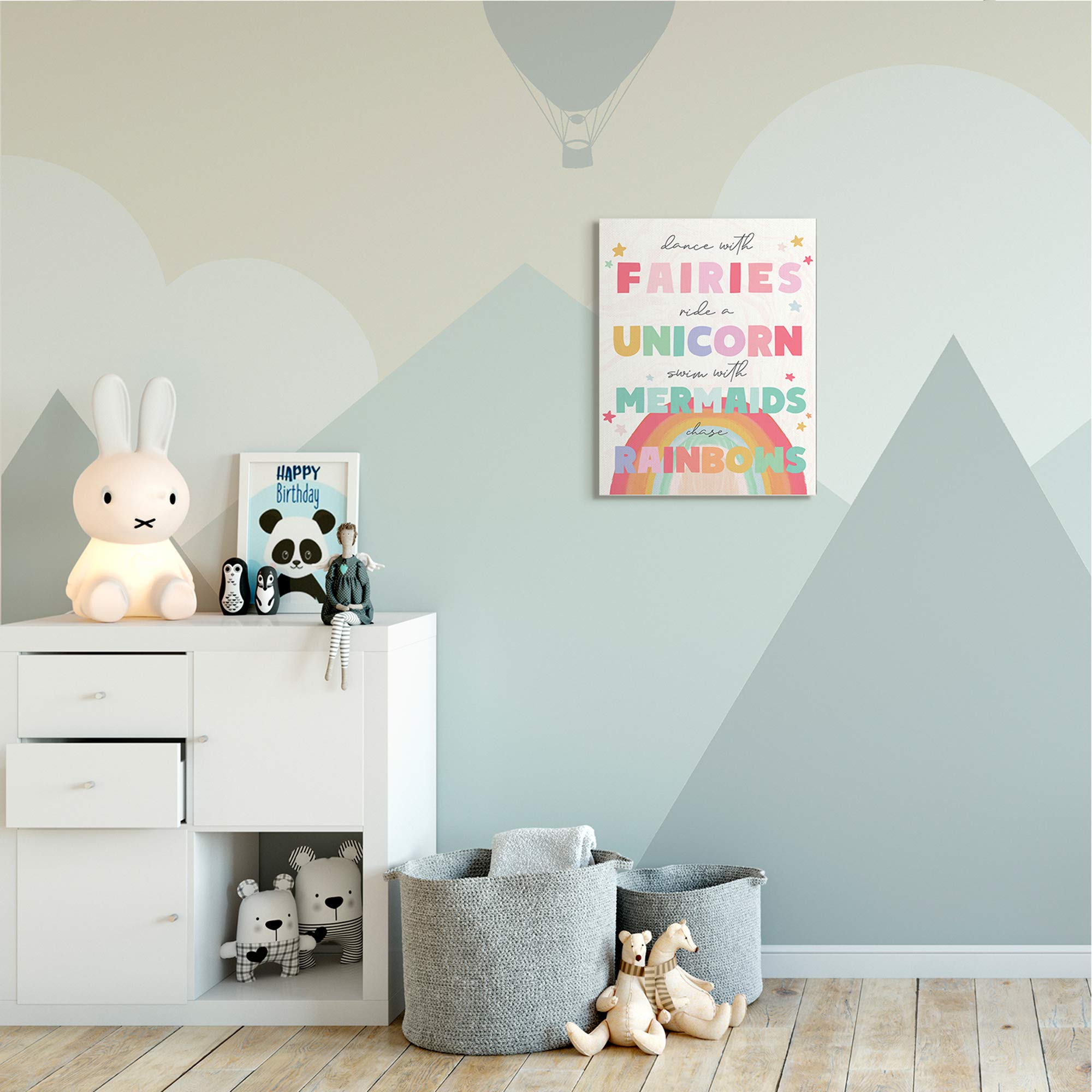 Stupell Industries Fairies Unicorns Mermaids And Rainbows Whimsical, Design By Daphne Polselli Canvas Wall Art, 16 X 20, Beige,
