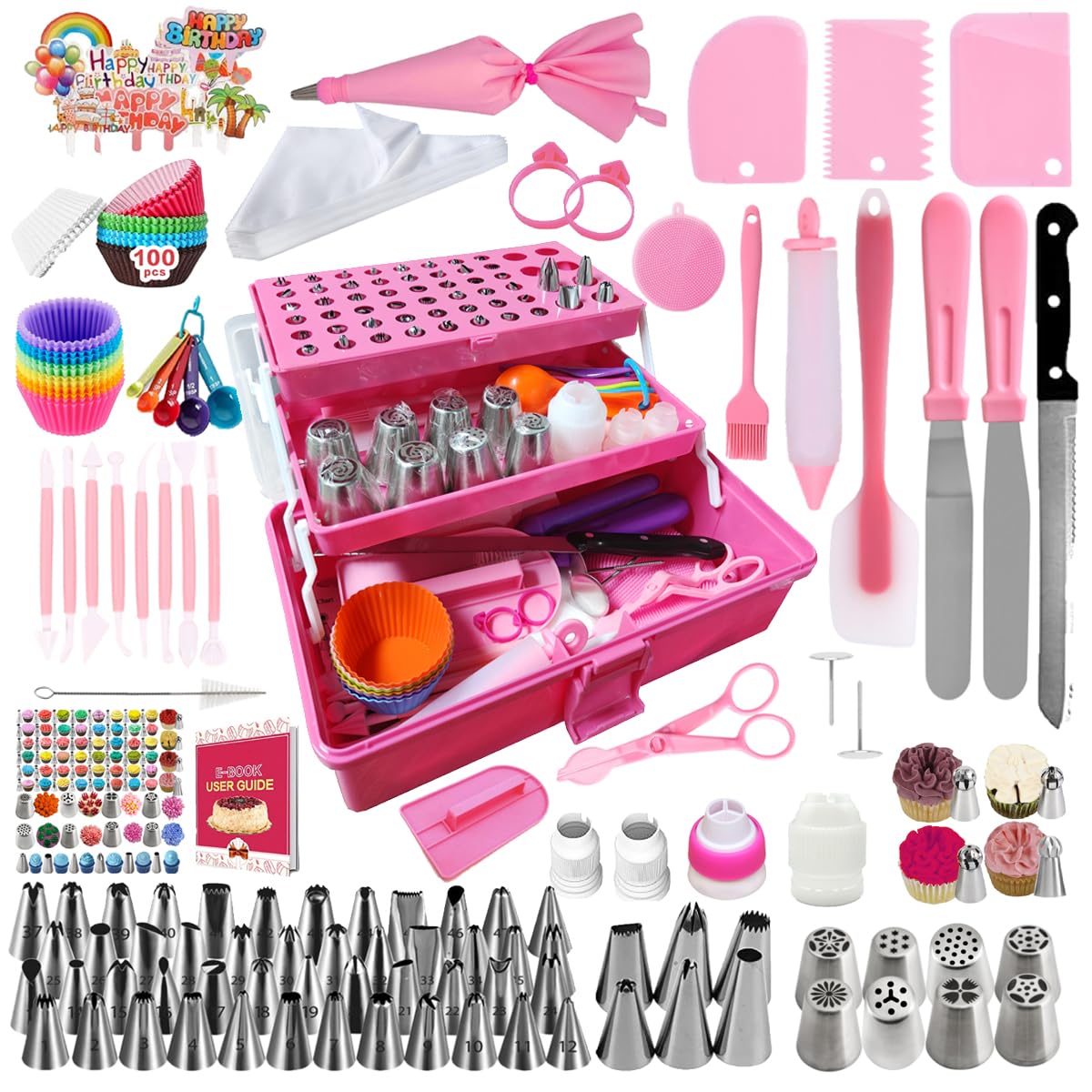 Arnision 359Pcs Cake Decorating Baking Supplies Kit, Baking Set With 66 Piping Tips, Icing Bags And Tips Set For Beginners,Bakin