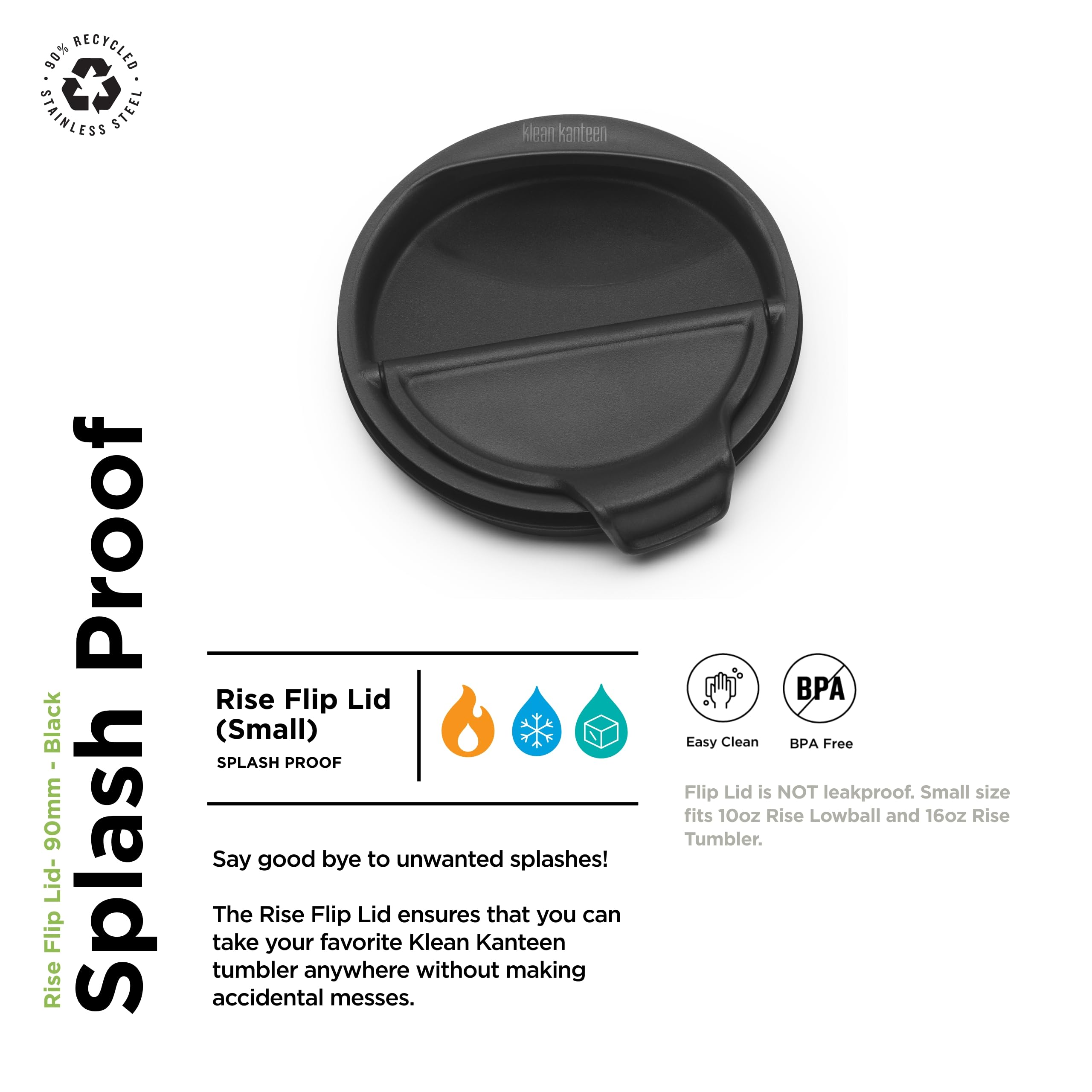Klean Kanteen Rise Flip Lid - 90Mm - Black - Back To School Hydration