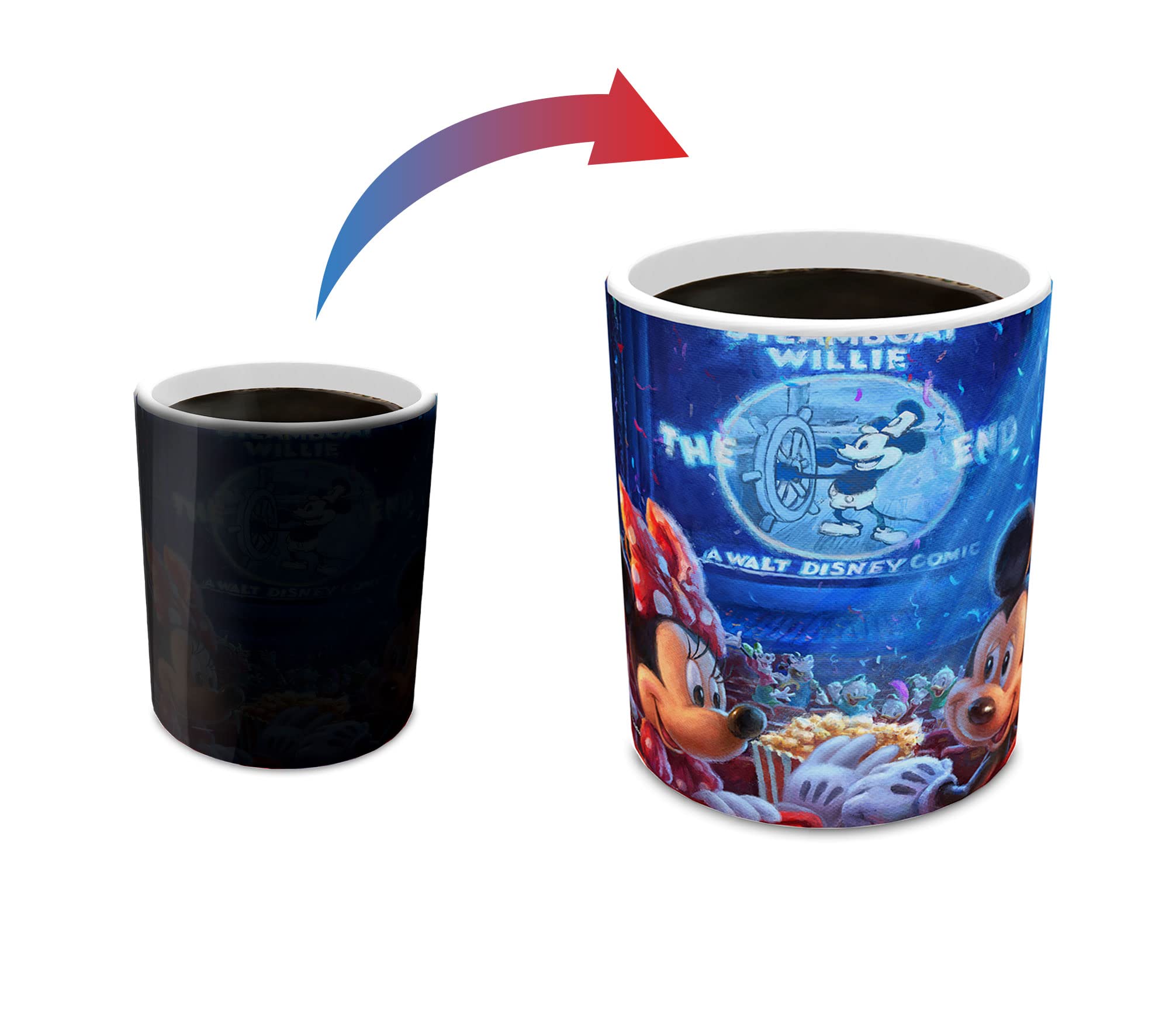Morphing Mugs Disney - Mickey And Minnie Mouse - 90Th Anniversary - Thomas Kinkade - One 11 Oz Color Changing Heat Sensitive Cer