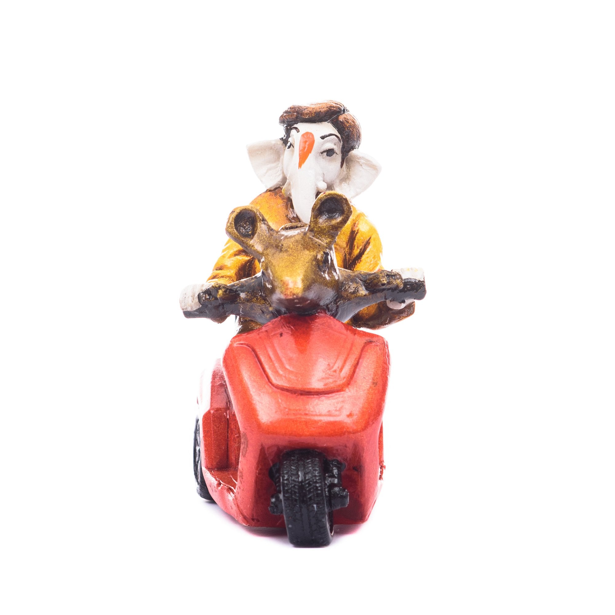 Ecraftindia Polyresin Shri Ganesh Statue (11.98 Cm X 8 Cm X 10.99 Cm, Red And Yellow)