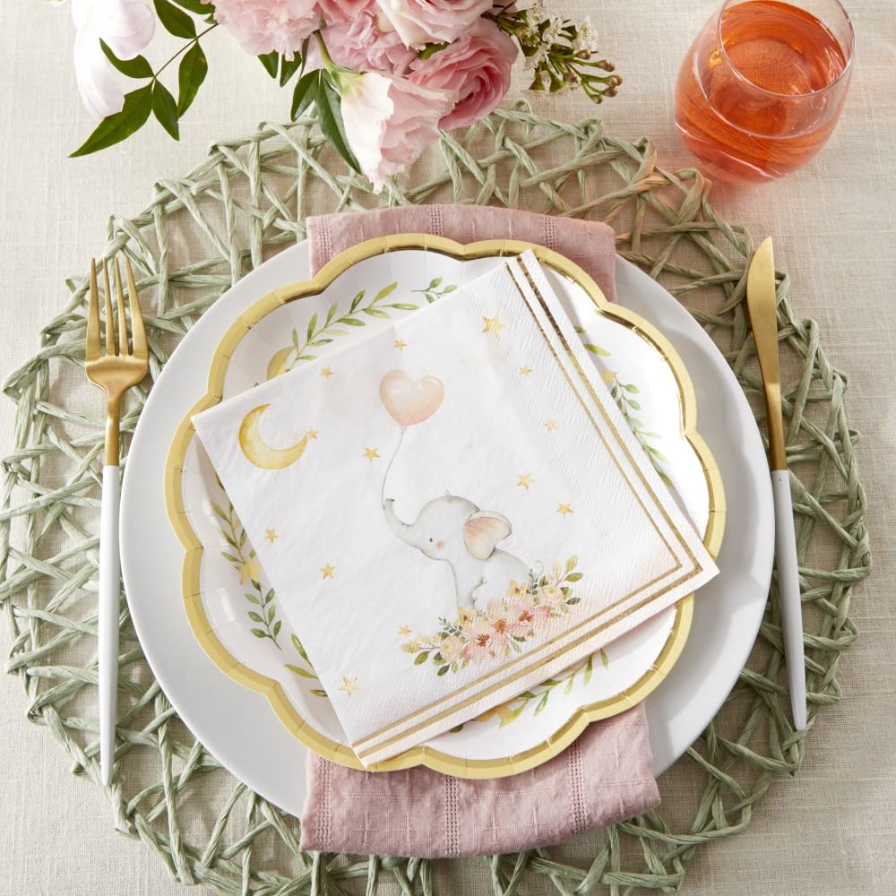 Kate Aspen Elephant Baby Shower 2 Ply Paper Napkins-Pink (Set Of 30) Little Peanut, Thick Decorative Dinner Napkins, Luncheon Se