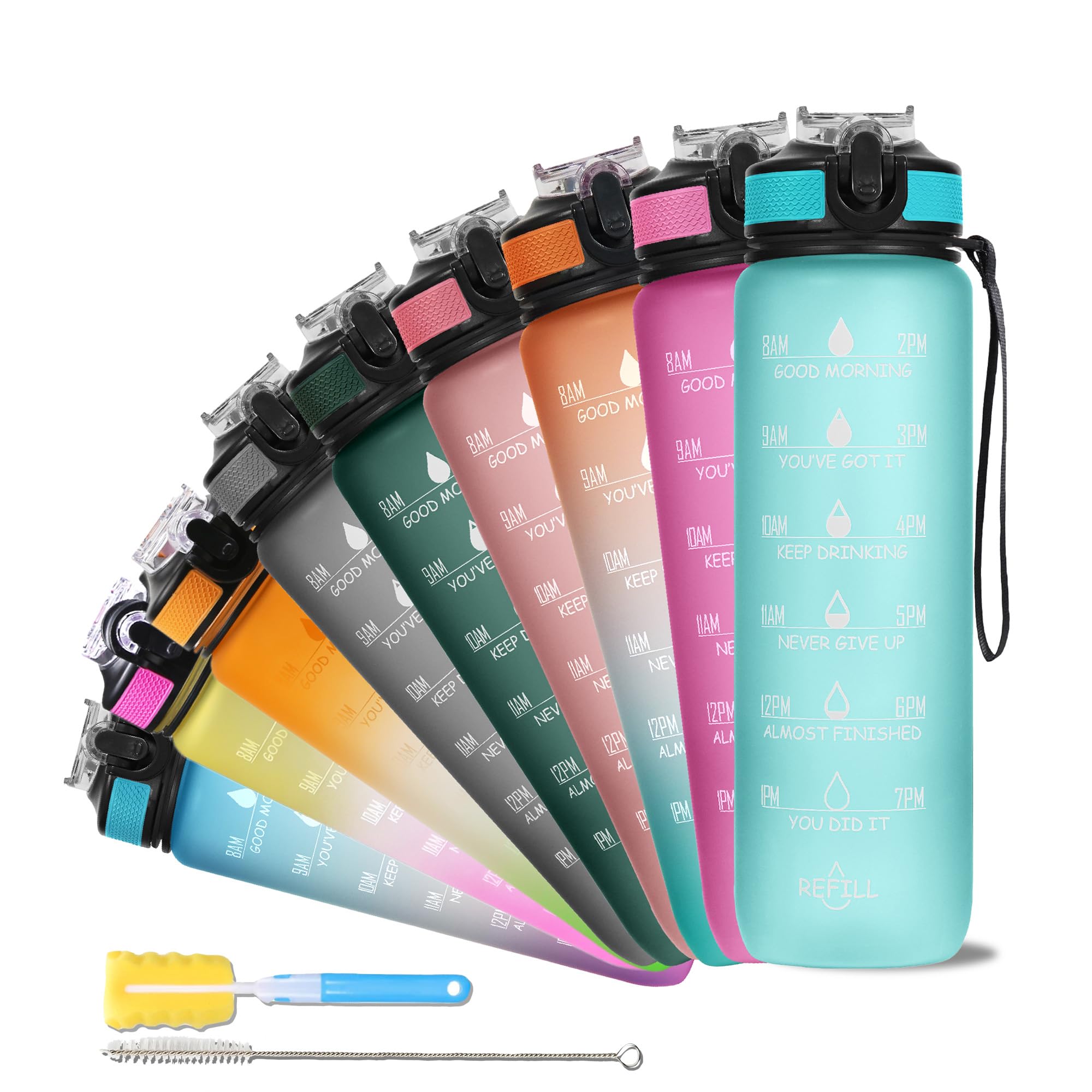 SOLARA Unbreakable 1 Litre Water Bottle with Motivational Time Marker,Sipper Bottle for Adults, Water bottle for Gym Office| Mob