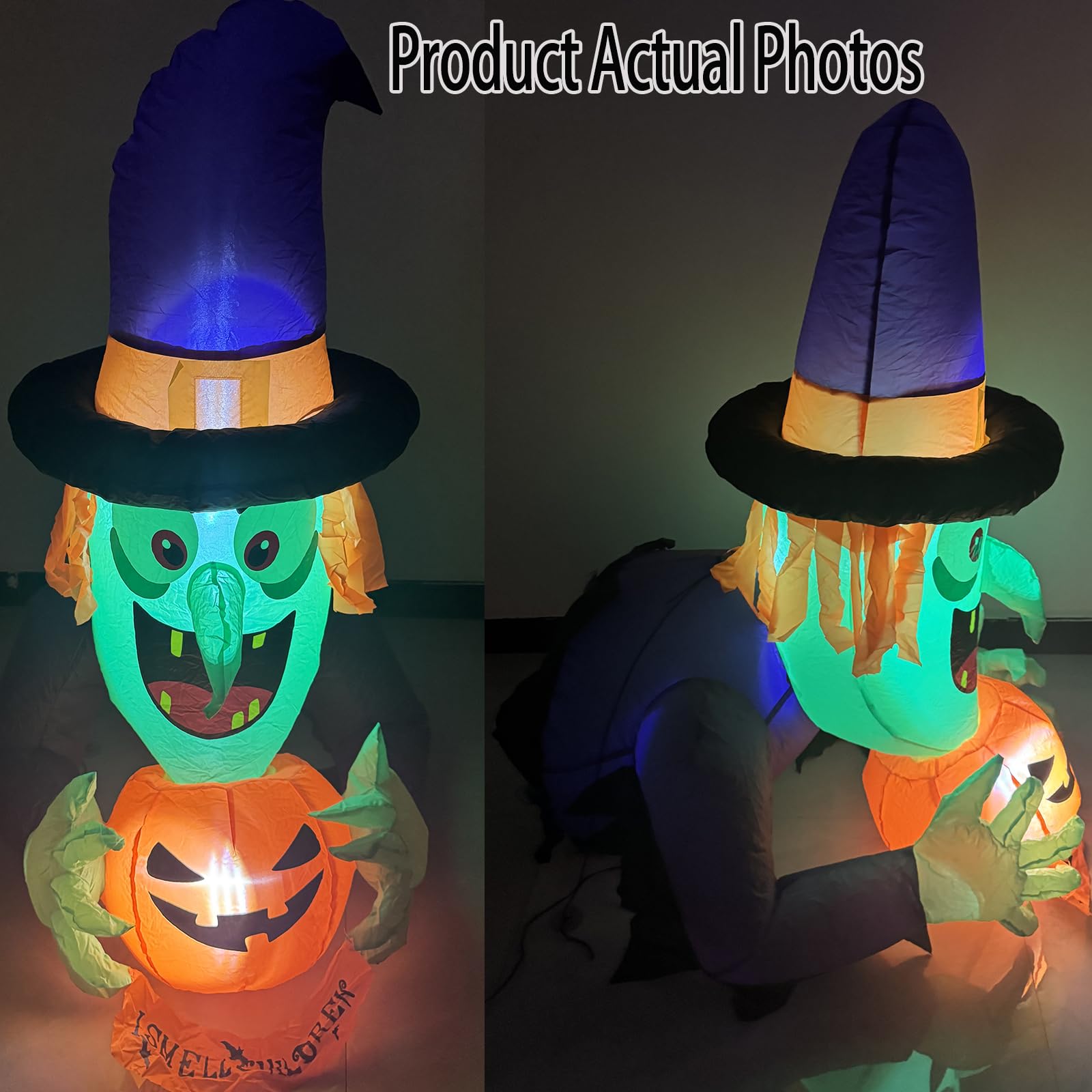Halloween Inflatable Decoration,Halloween Window-Climbing Witch with Built-in LED Lights,Trick or Treat,Outside Decor for Yard G