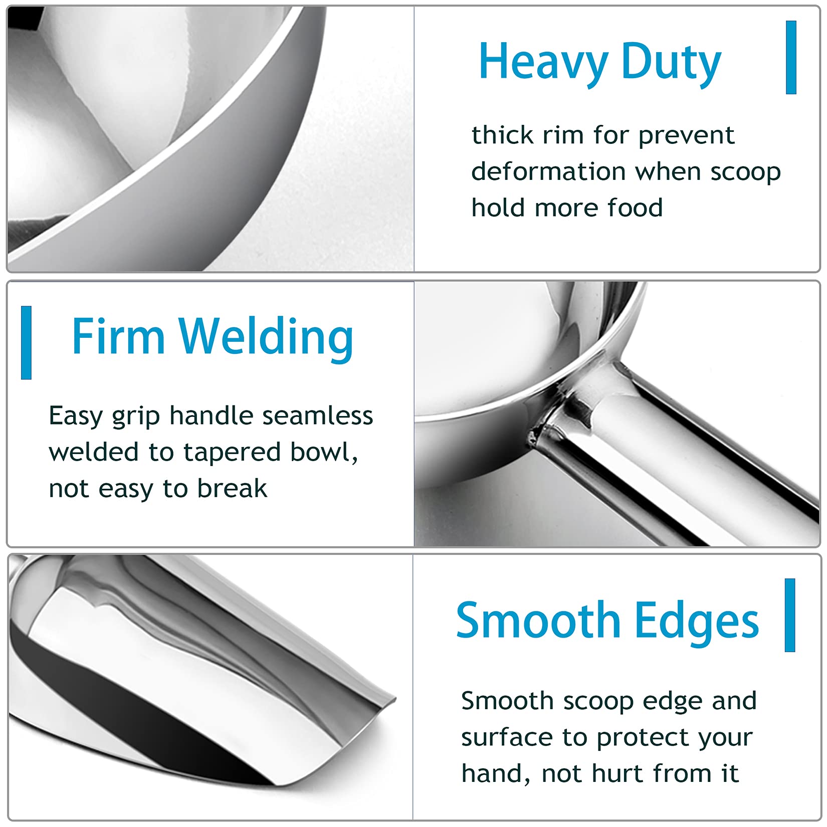 24 Oz Large Ice Scoop Set Of 2, P&P Chef Stainless Steel Candy Flour Utility Scoop For Home Bar Party Garden Bath, Heavy Duty &