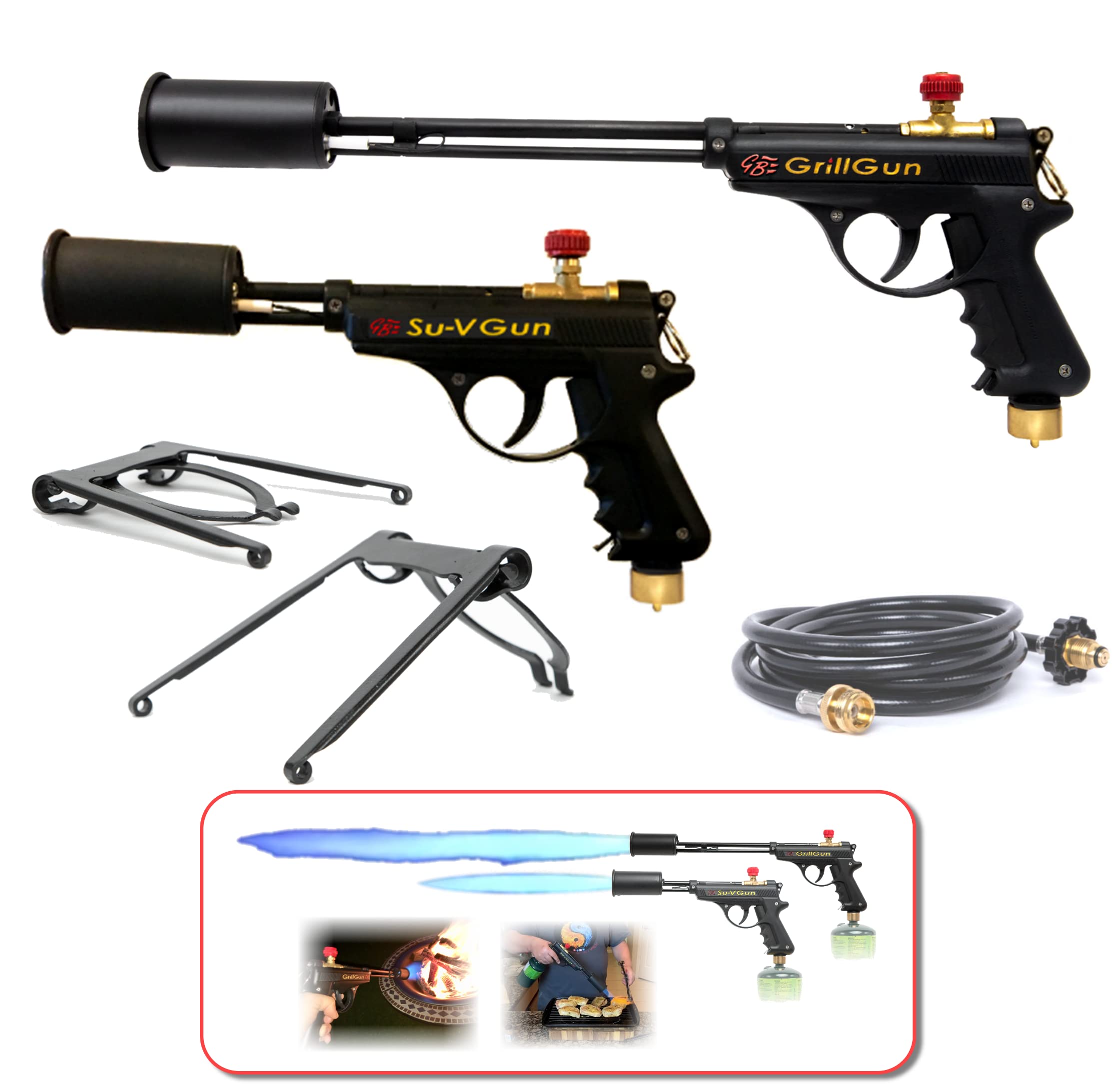 Grillblazer Grillgun And Su-Vgun Combo Set - Grillgun, Su-Vgun, 8' Hose, 2 Stands - Grilling And Culinary Torch - Bbq Tools