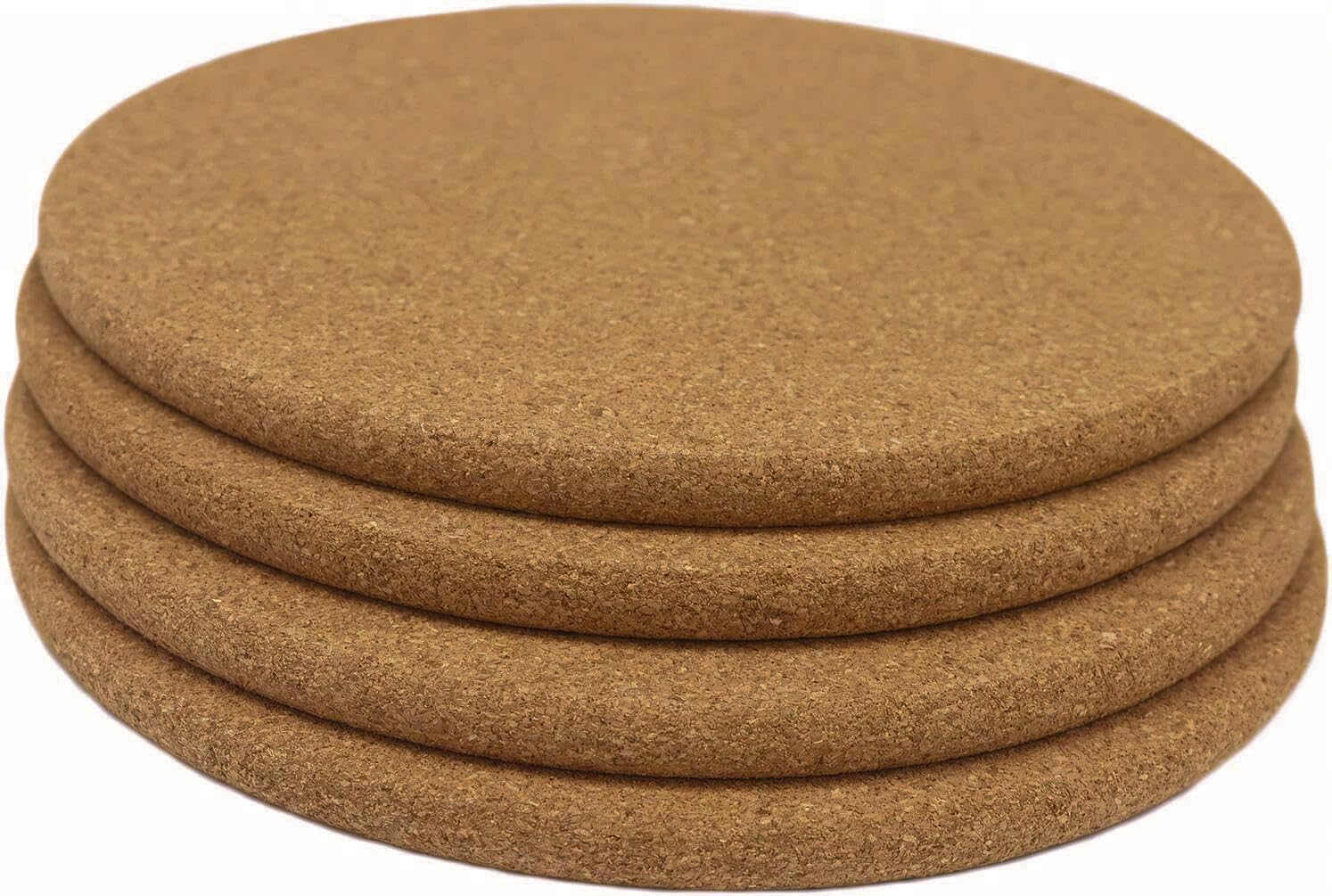 Round Cork Trivets, 7.5 Inches Heat Cork Trivets For Hot Dishes, Pots And Pans, Plant Trivets, 4-Pack