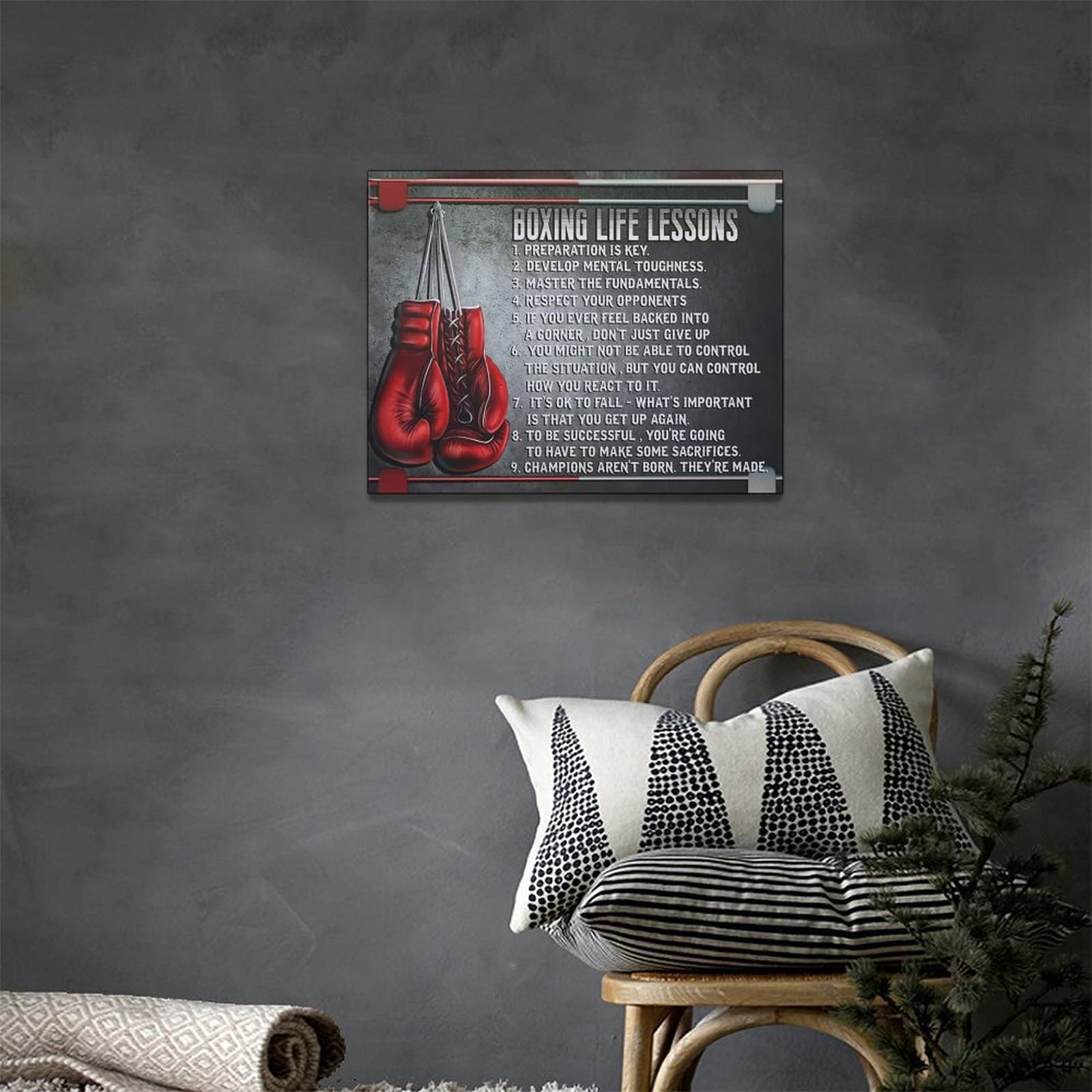 Boxing Wall Art Sports Boxing Lessons Pictures Wall Decor Motivational Quotes Boxing Gloves Canvas Painting Artwork Modern Home