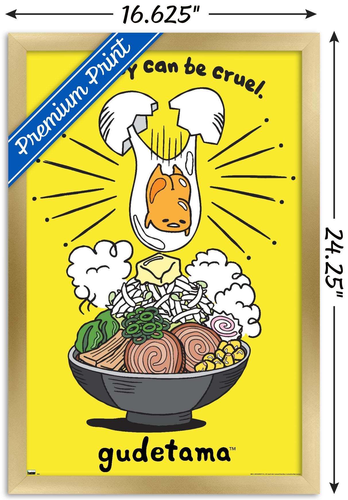 Trends International Gudetama - Gravity Wall Poster, 14.725'' X 22.375'', Gold Framed Version