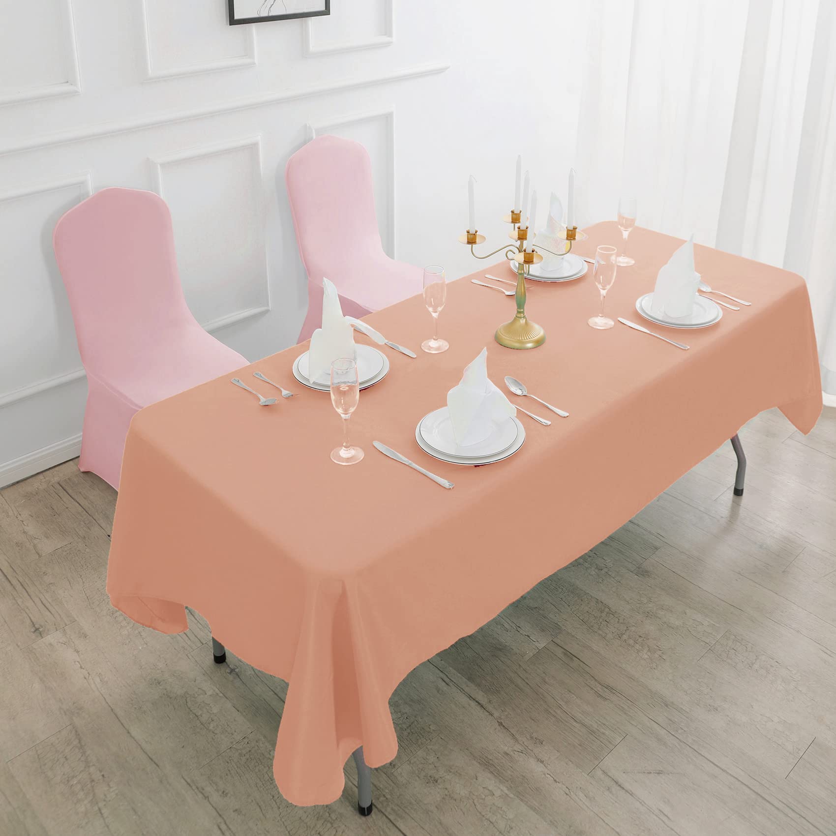 Rectangle Tablecloth - 90X156 Dusty Pink Tablecloth - Stain And Wrinkle Resistant Washable Polyester Table Cloth, Decorative Fab