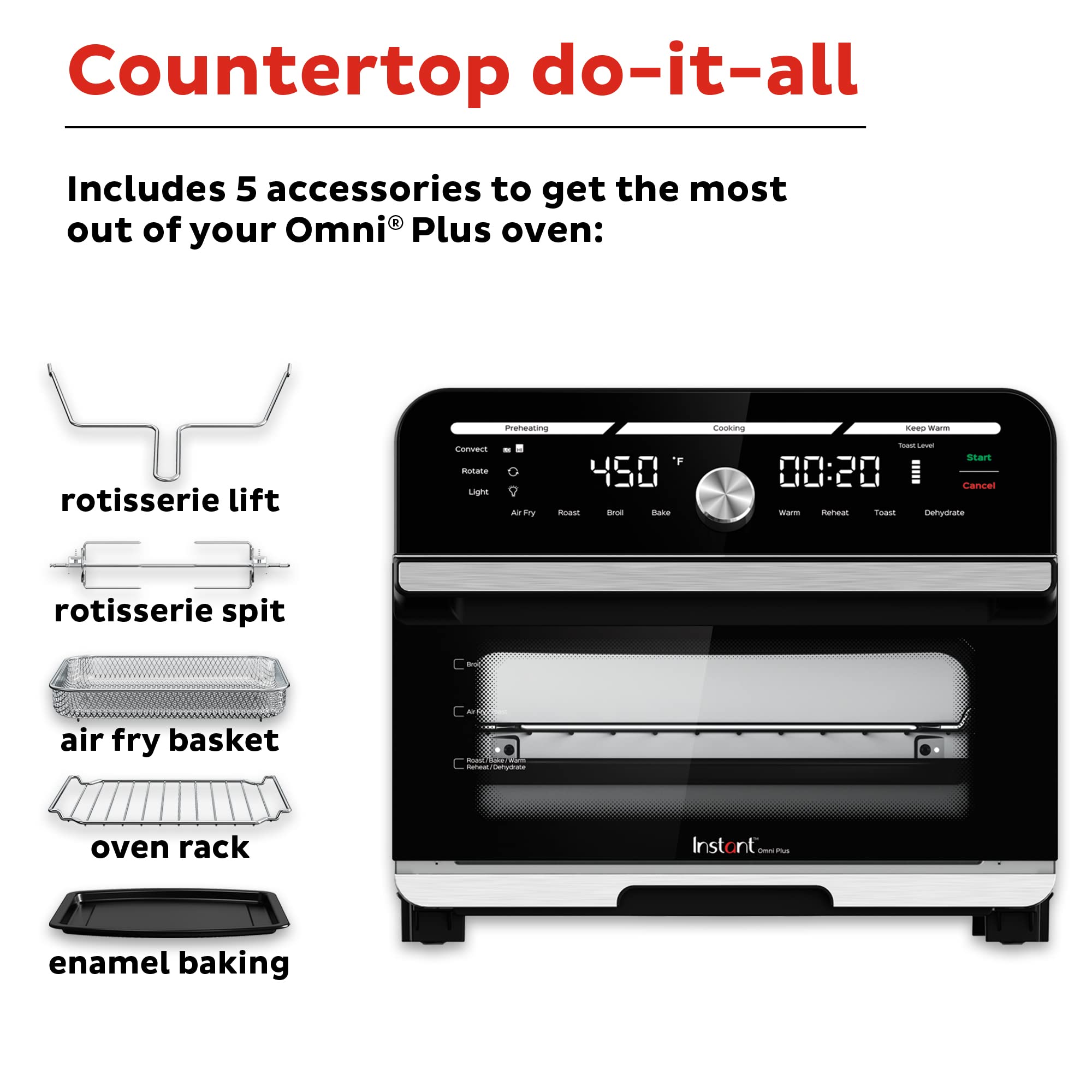 6010894 TOASTER OVEN STL 18L Instant Pot Omni Plus Stainless Steel Black Toaster Oven 15.7 in. H X 16.5 in. W X 13.9 in. D (Pack of 1)
