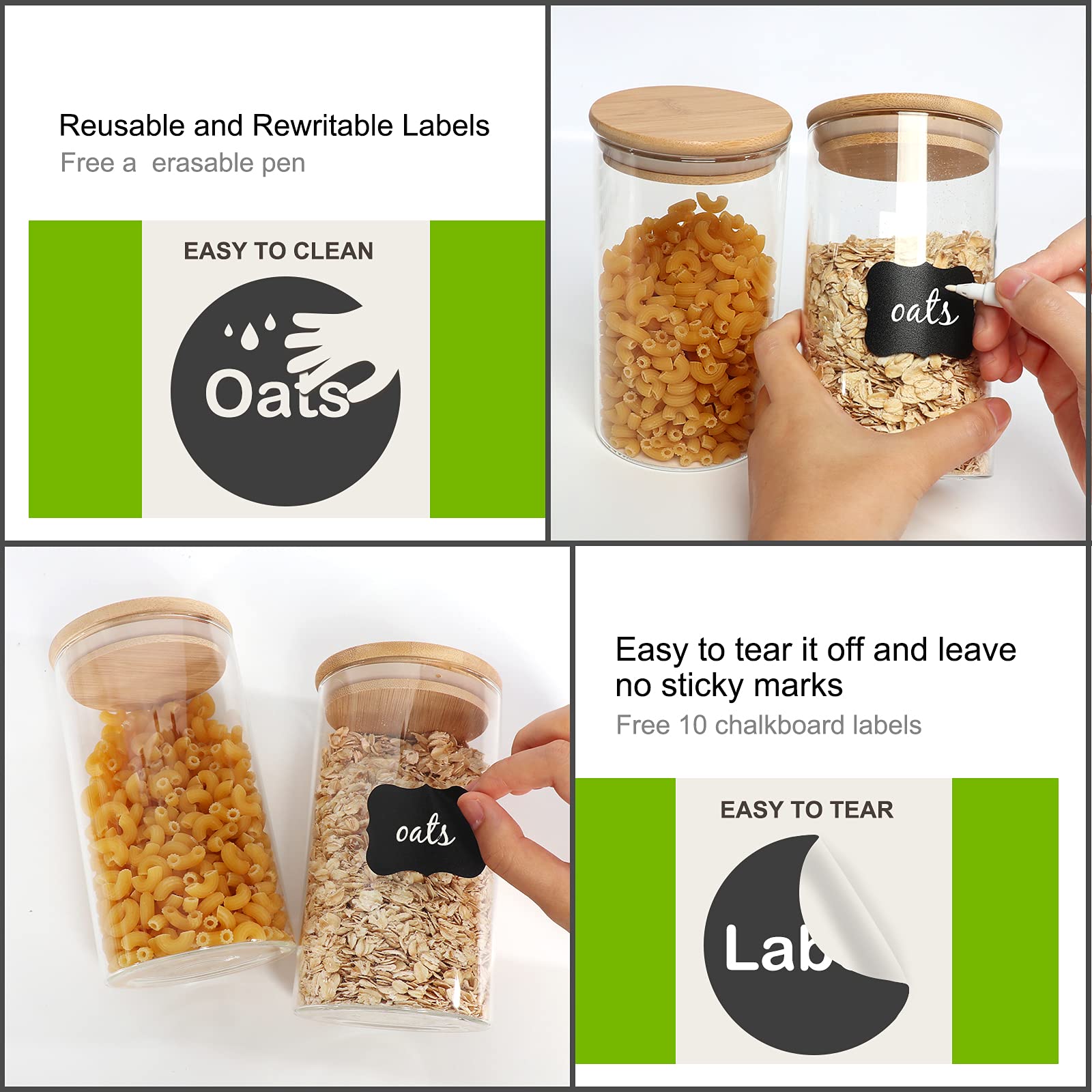 Glass Food Storage Containers Jars With Airtight Bamboo Lid 20Oz 9Pcs, 590Ml Pantry Organization Jar, Glass Terrarium With Lid,