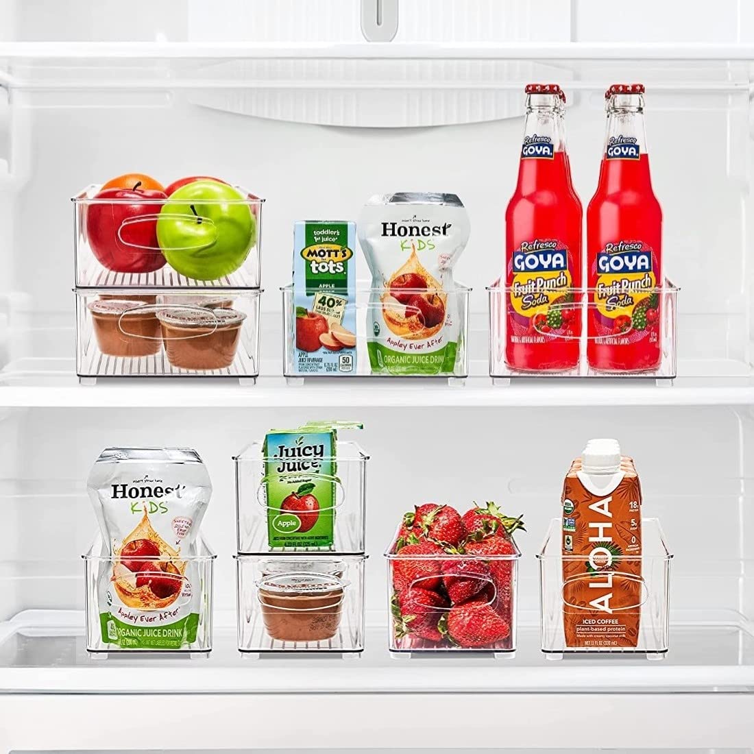 Sorbus Stackable Refrigerator Organizer Bins - Set Of 4 Clear Storage Bins For Kitchen Pantry, Freezer & Fridge Organization - F