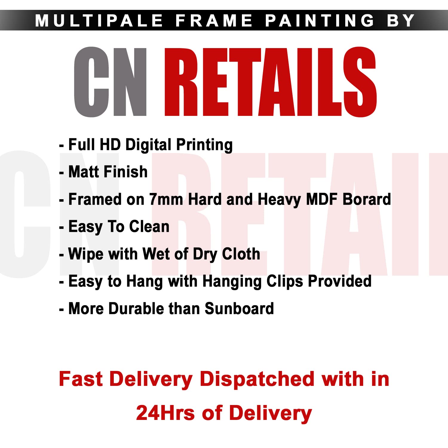 Cn Retails Set Of 5 Wooden Framed 3D Buddha Wall Painting For Living Room 3D Scenery For Wall (50Inch X 30Inch,Multicolor) Mf999