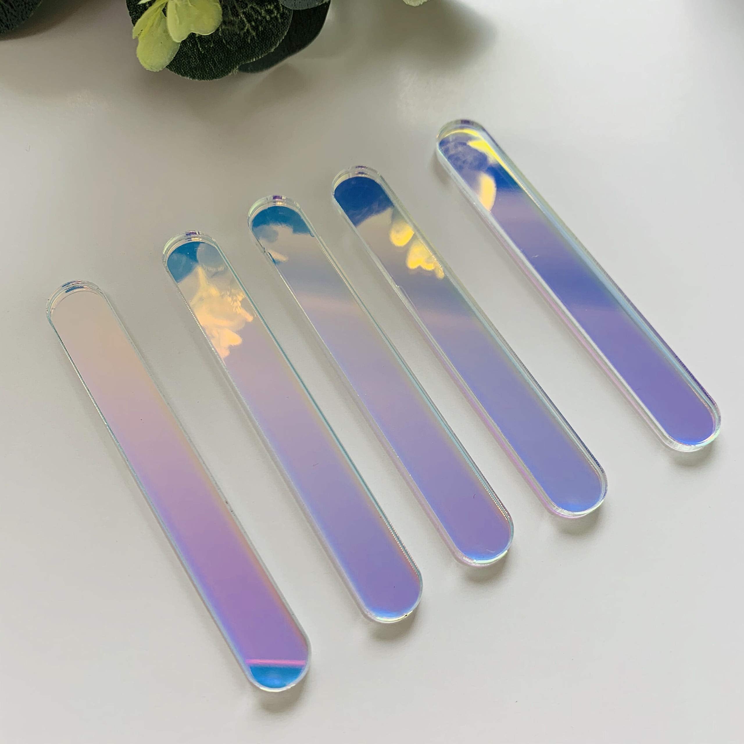 Chenrui 50 Pcs Mini Neon Acrylic Cakesicle Popsicle Sticks For Ice Creamsicle Candy Apple (Rainbow Ab)
