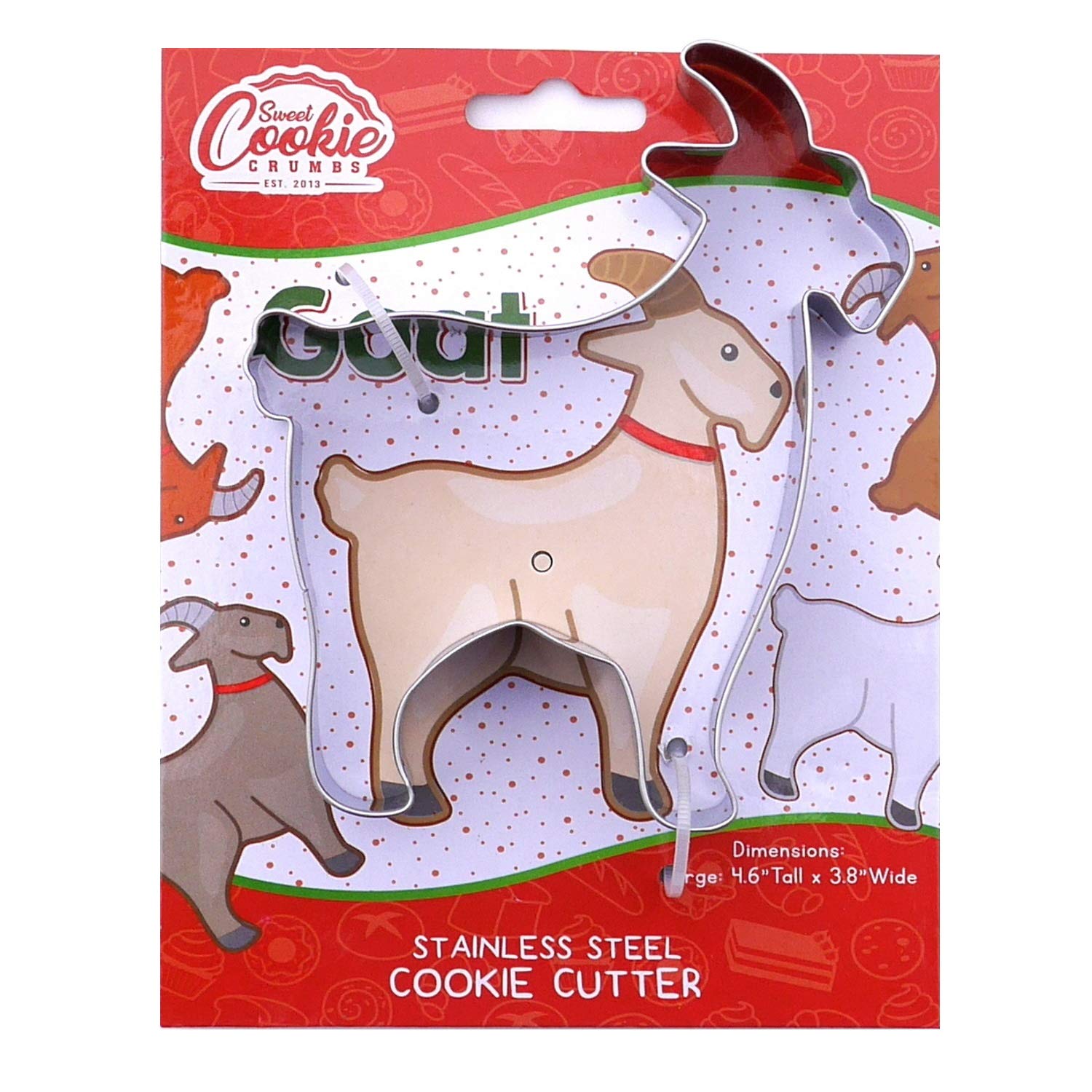 Goat Farm Animal Cookie Cutter, Premium Food-Grade Stainless Steel, Dishwasher Safe