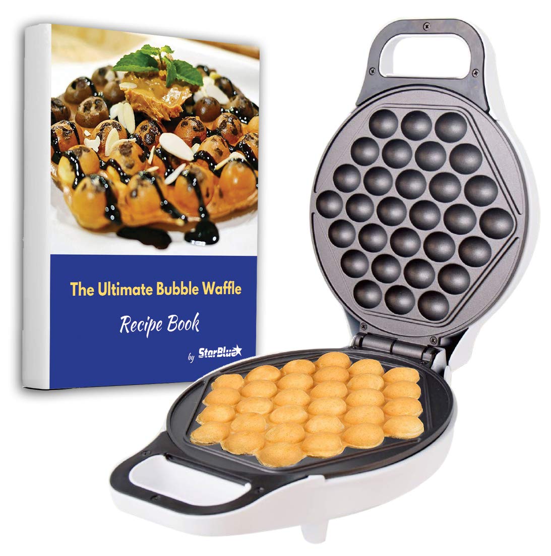 Hong Kong Egg Waffle Maker by StarBlue with BONUS recipe e-book - Make Hong Kong Style Bubble Egg Waffle in 5 minutes AC 120V, 6