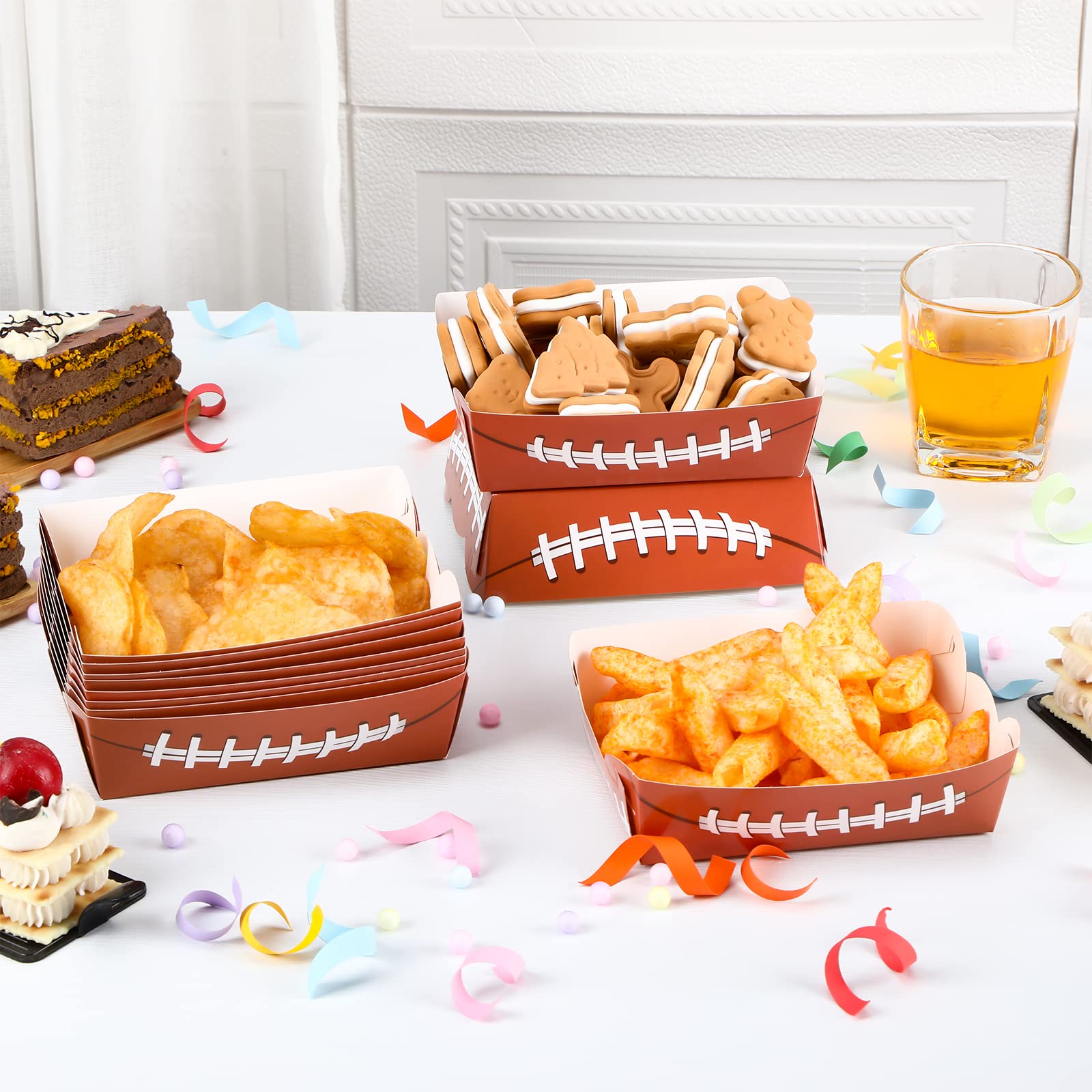 Hoolerry 2Lb Football Party Decorations Paper Football Plates Disposable Food Boats Serving Trays Sports Party Birthday Party Su