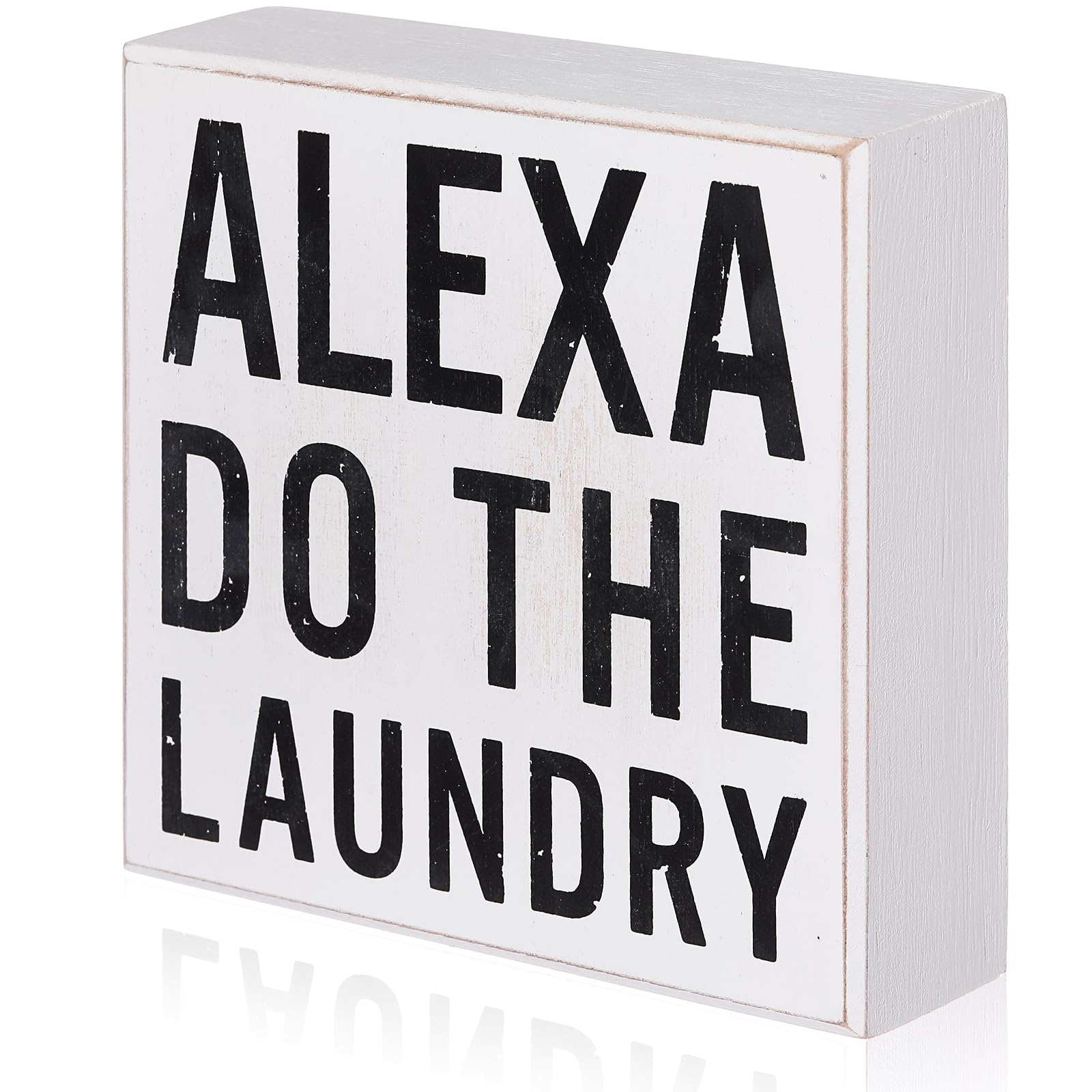 Classic Farmhouse Laundry Decor Funny Wooden Box Sign Rustic Laundry Black White Decorative Box Sign Plaque for Home Bathroom Sh