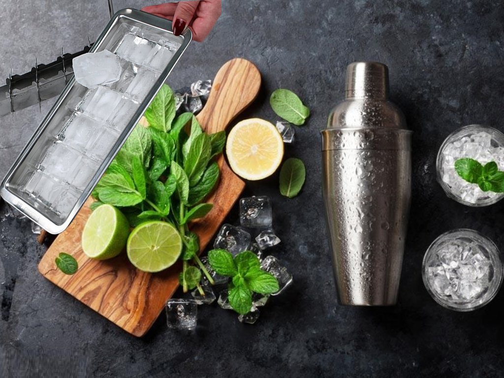 Lever-Style Ice Cube Tray, 2 In 1 Stainless Steel Ice Making Mold And Ice Cracker
