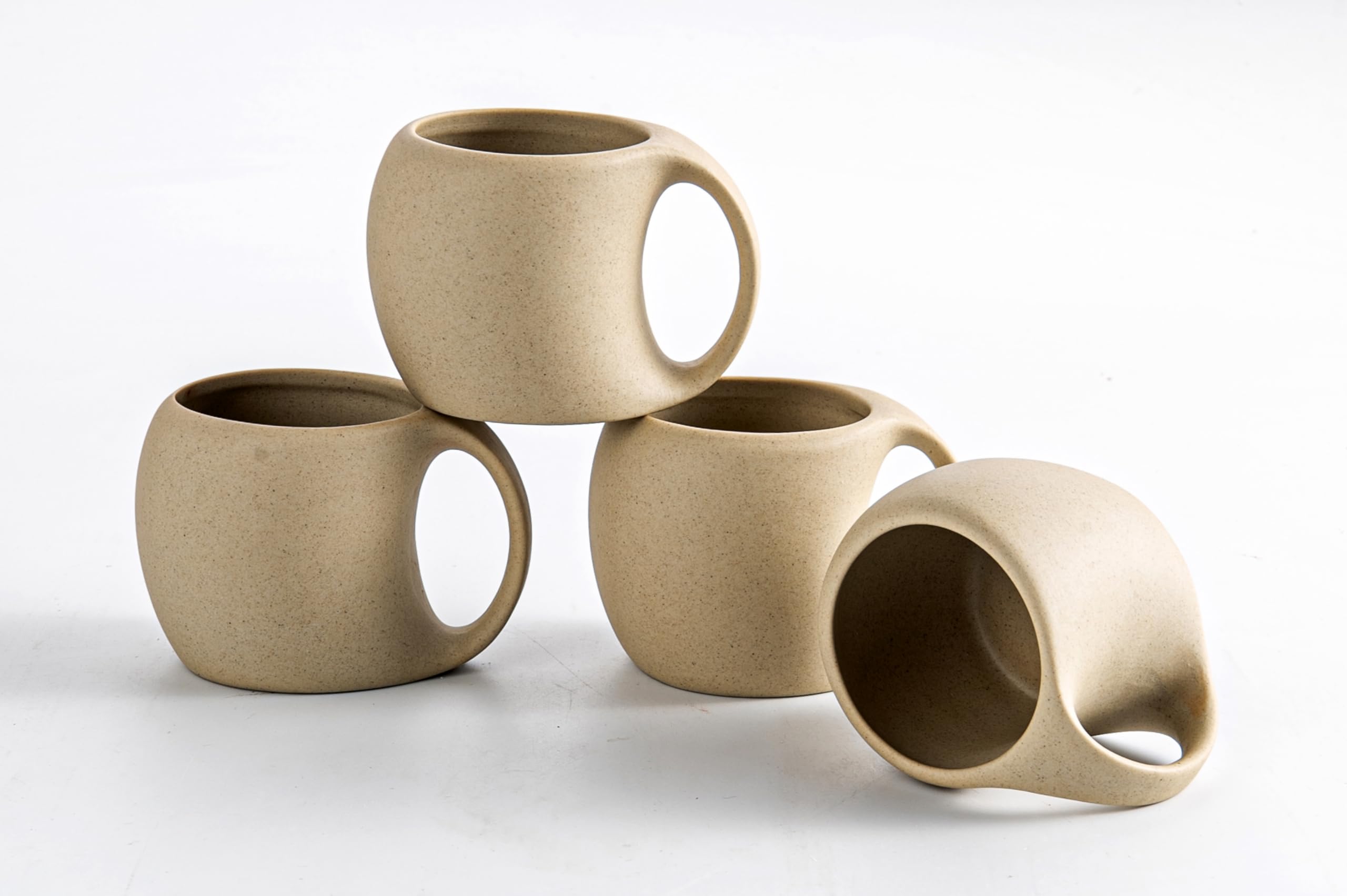 Cute Small Coffee Cups,Double Espresso Cup,4 oz,Neutral Beige,Set of 4