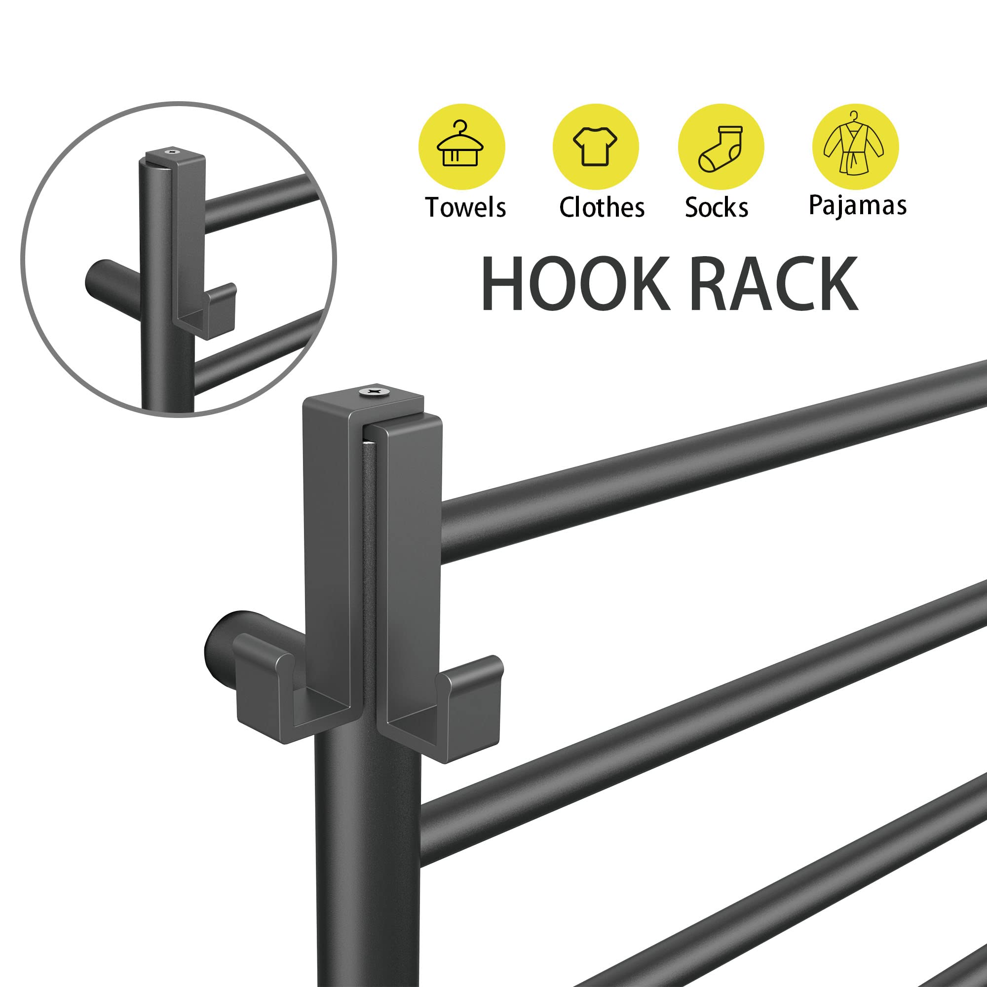 P&Bhusri Heated Towel Rack For Bathroom,Wall Mounted Electric Towel Rack With Timer And Led Indicator, 8-Bar Towel Warmer, Stain