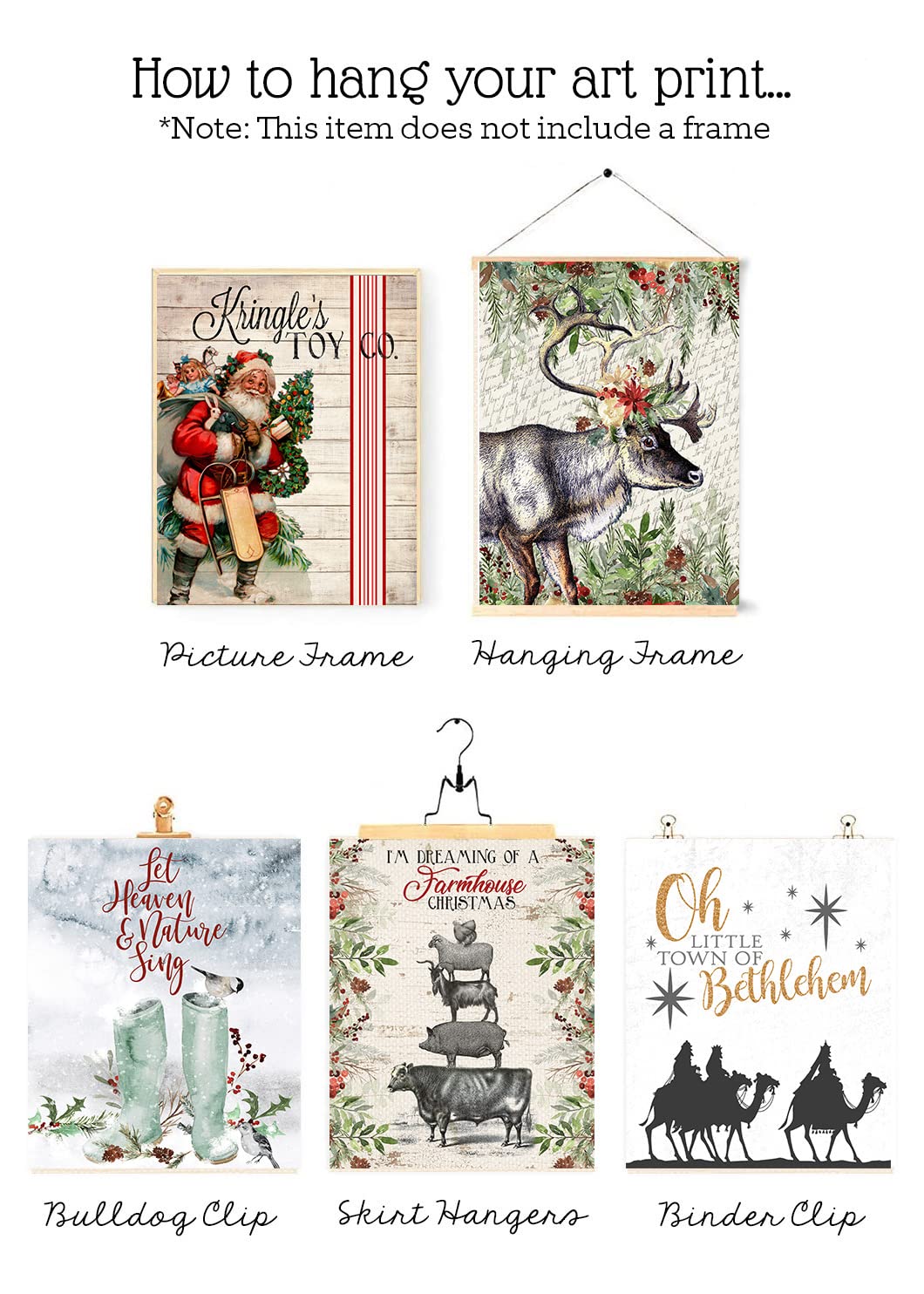 Silly Goose Gifts Vintage Themed Beautiful Christmas Art Print Wall Art Sets (Quiet & Reflective)