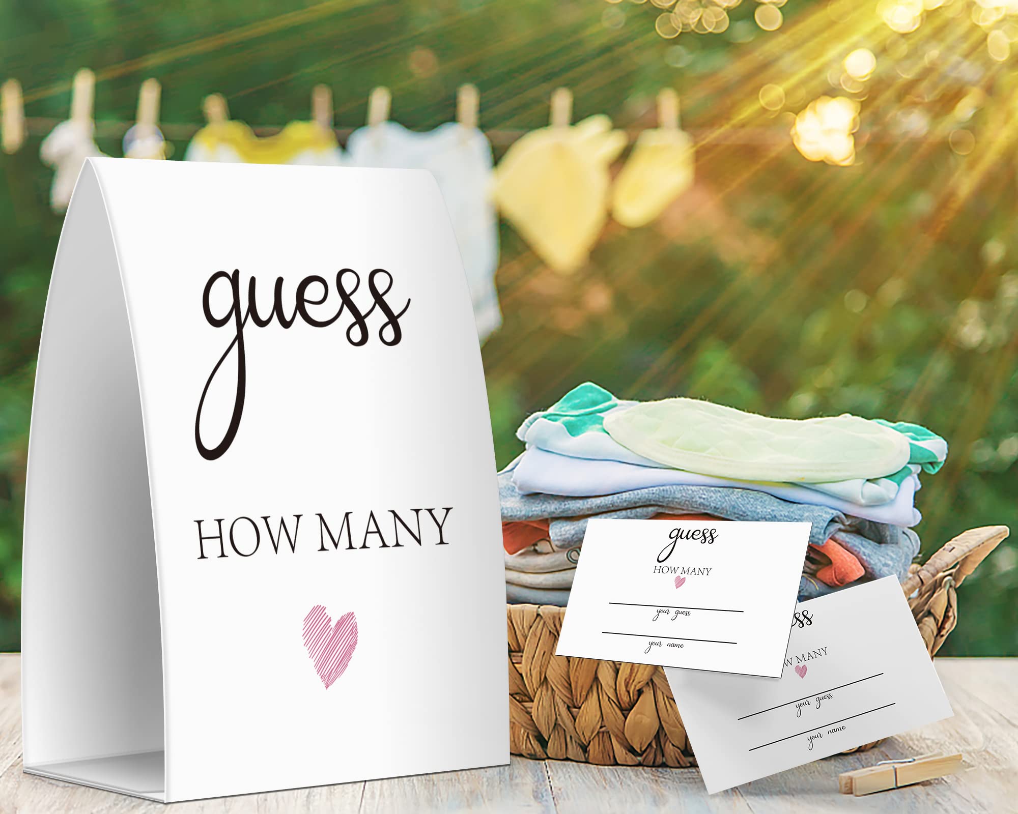 Guess How Many, Bridal Shower Decorations, Bridal Shower Games - One Sign And 50 Cards(Many021)